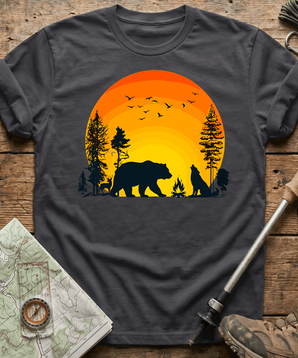 Wildlife Campfire Howling Wolf T-Shirt