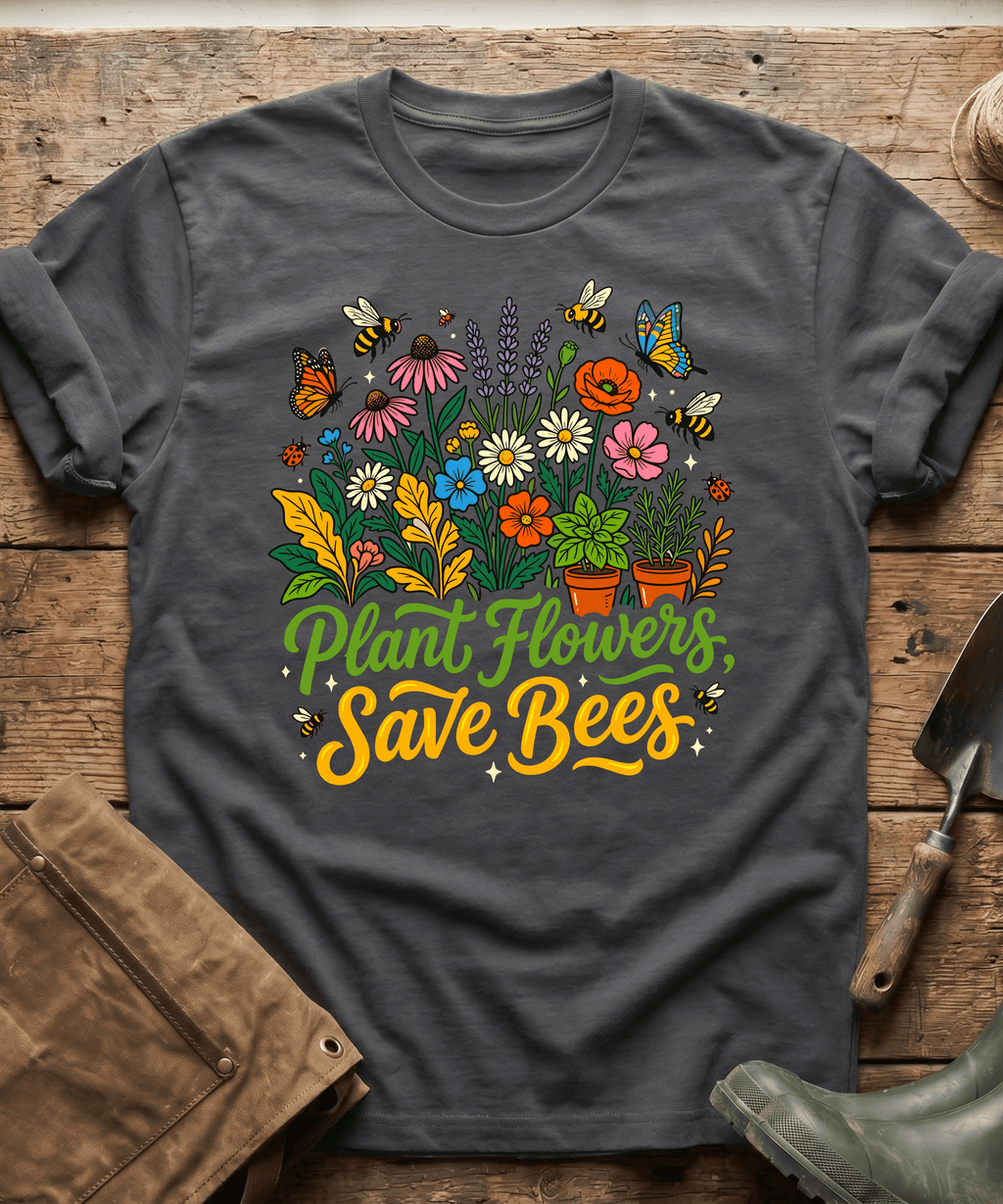 Plant Flowers Save The Bees Gardening T-Shirt