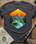 Wildlife Mountain River Badge T-Shirt