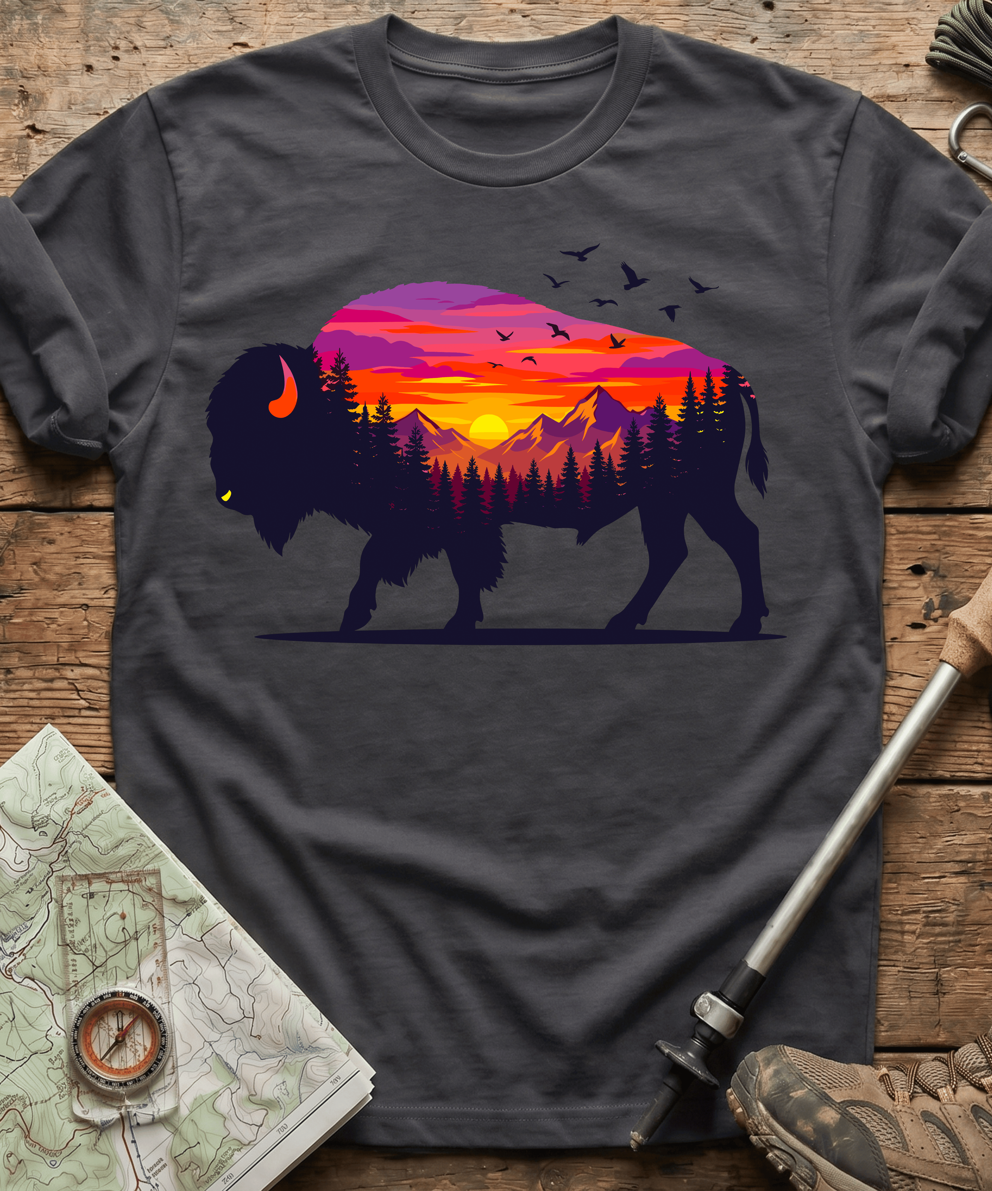 Purple Mountain Bison Sunset T-Shirt