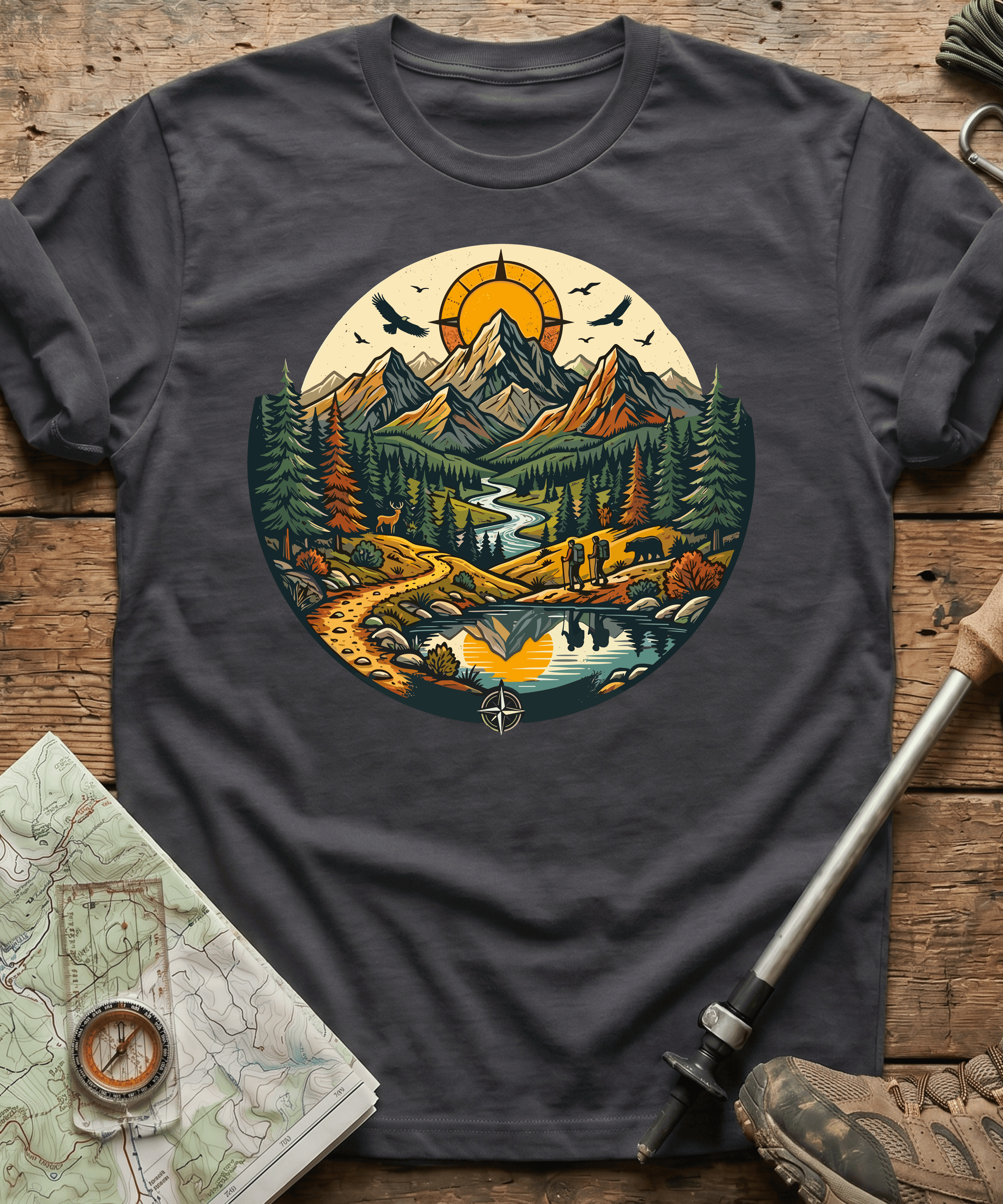 Wilderness Hiking Compass Trails T-Shirt