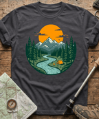 Mountain River Camping Badge T-Shirt
