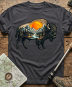 Mountain Hiker Bison Landscape T-Shirt