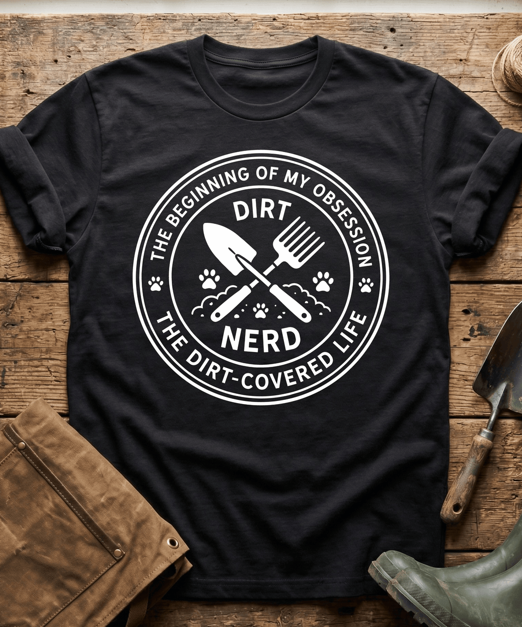 The Dirt Covered Life Gardening Emblem T-Shirt