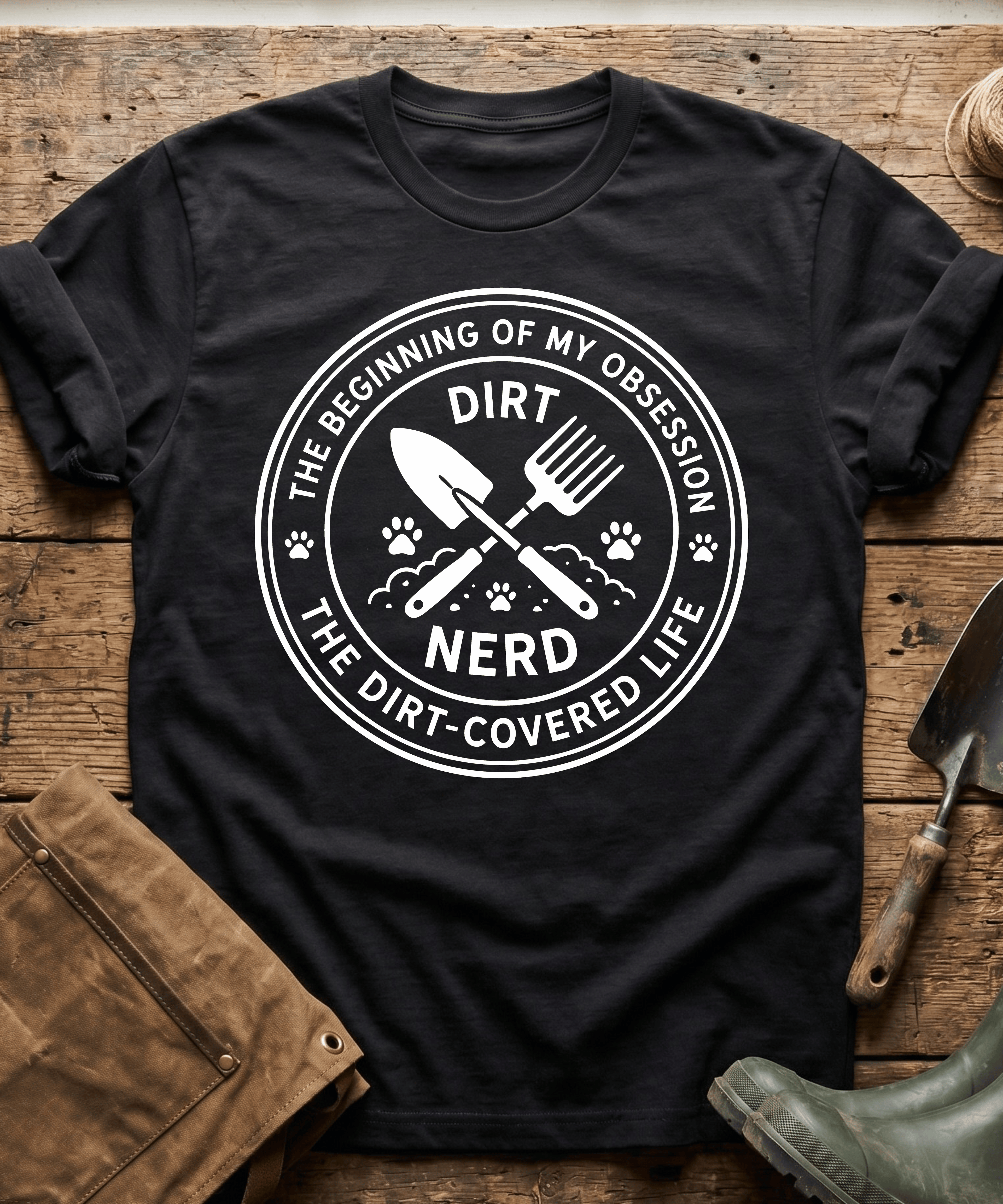 The Dirt Covered Life Gardening Emblem T-Shirt