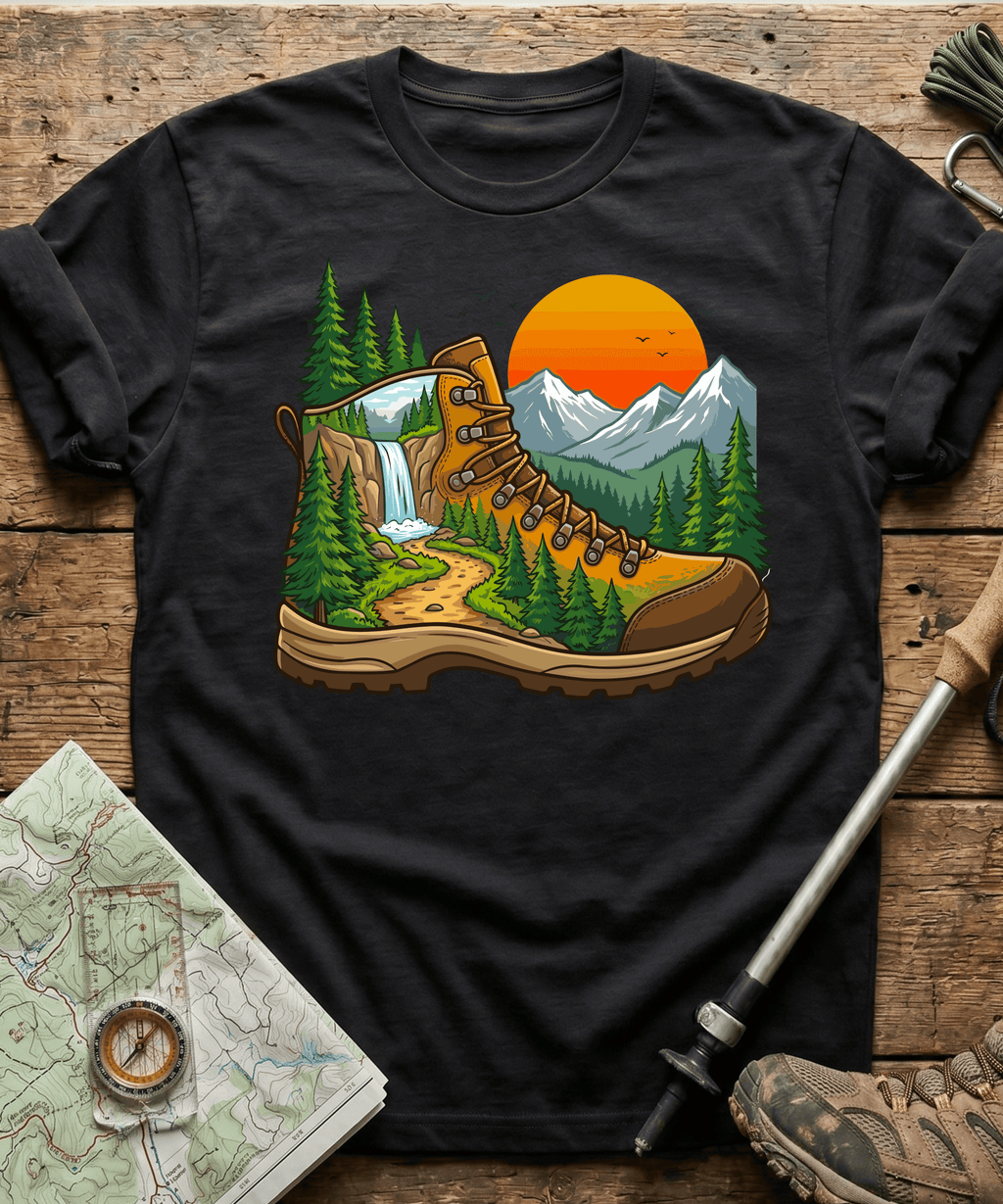 Hiking Boot Waterfall Trail T-Shirt