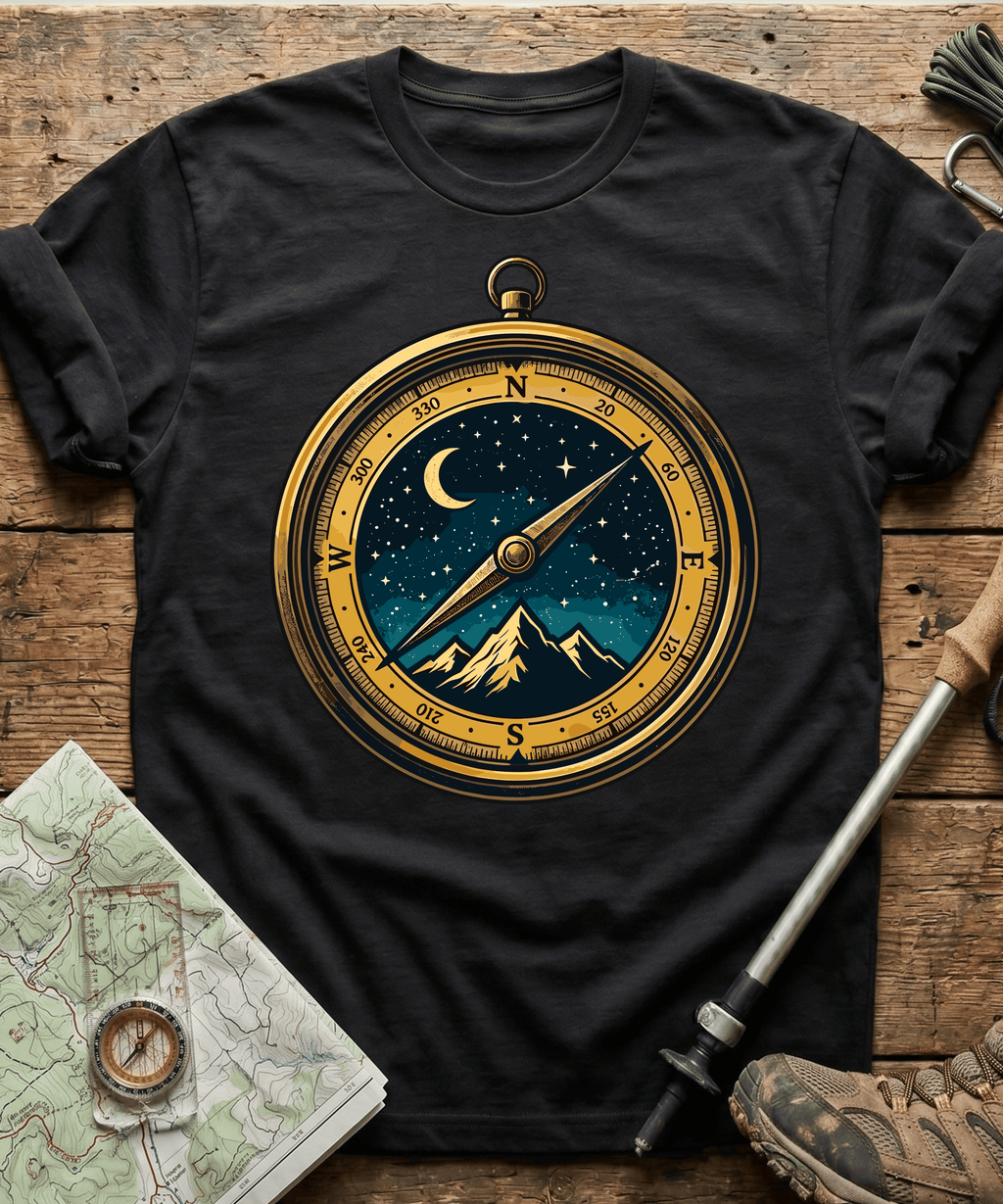 Starry Night Mountain Compass T-Shirt