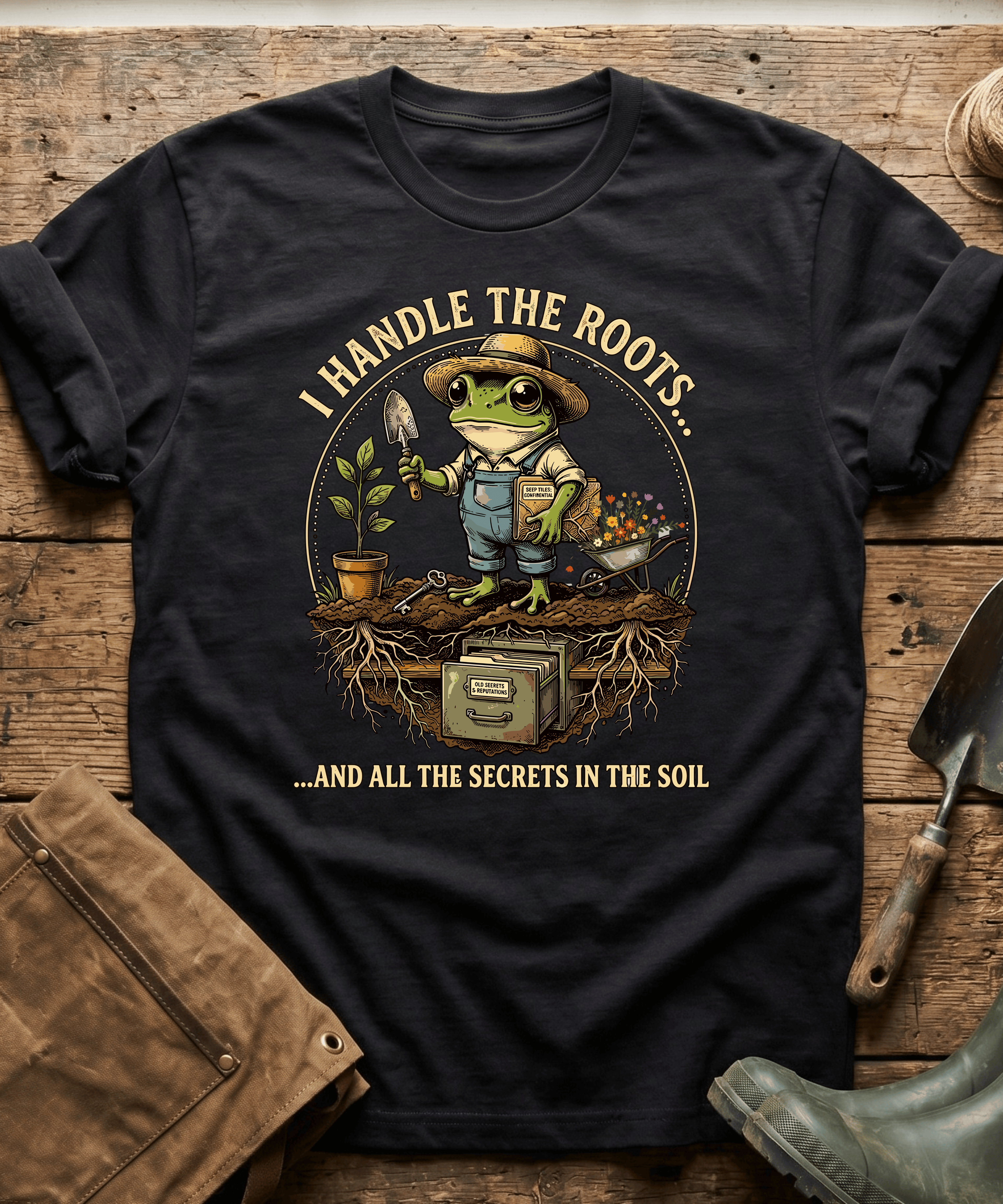 Secrets in the Soil Frog Gardener T-Shirt