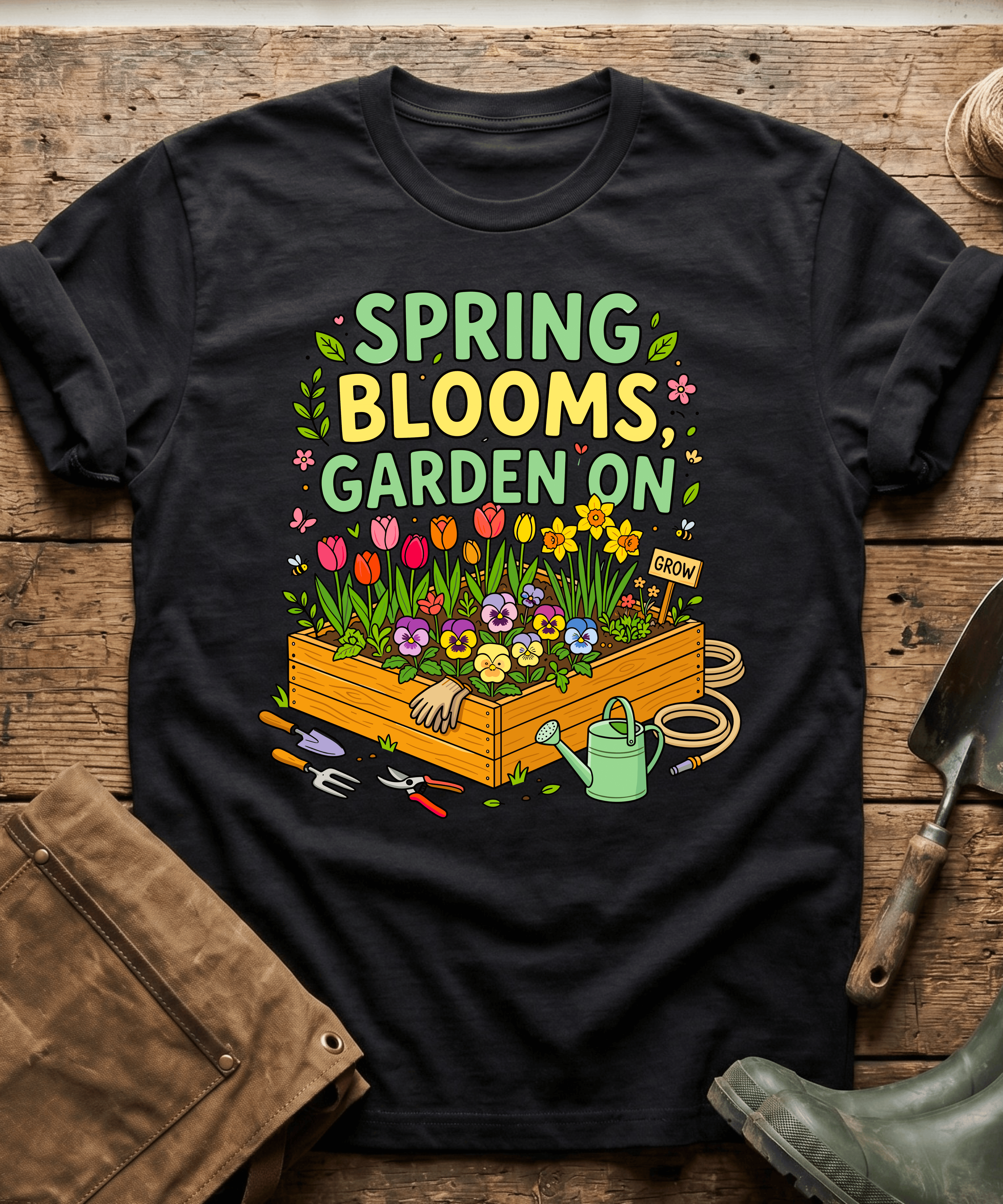 Spring Blooms Garden On T-Shirt
