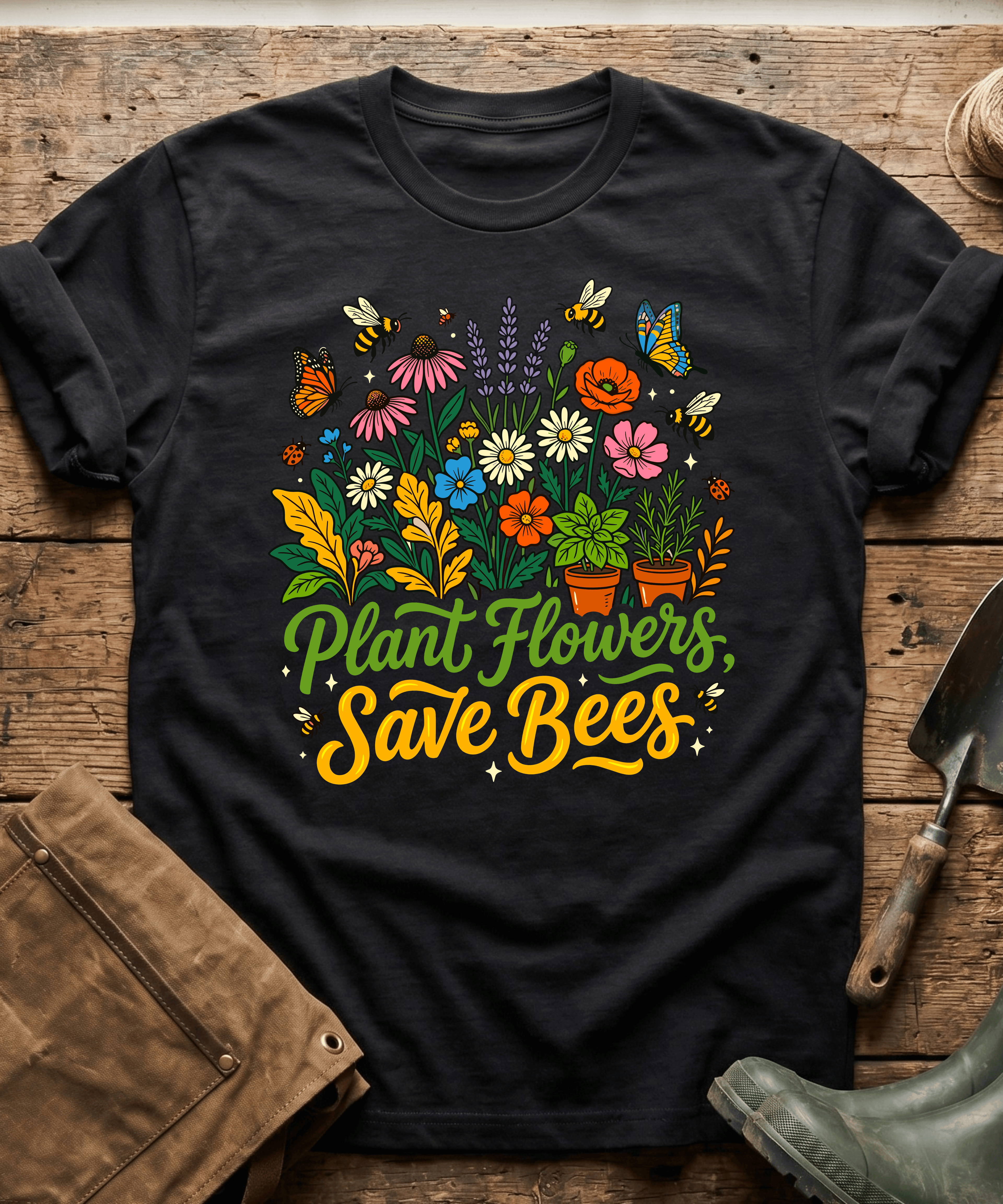 Plant Flowers Save The Bees Gardening T-Shirt