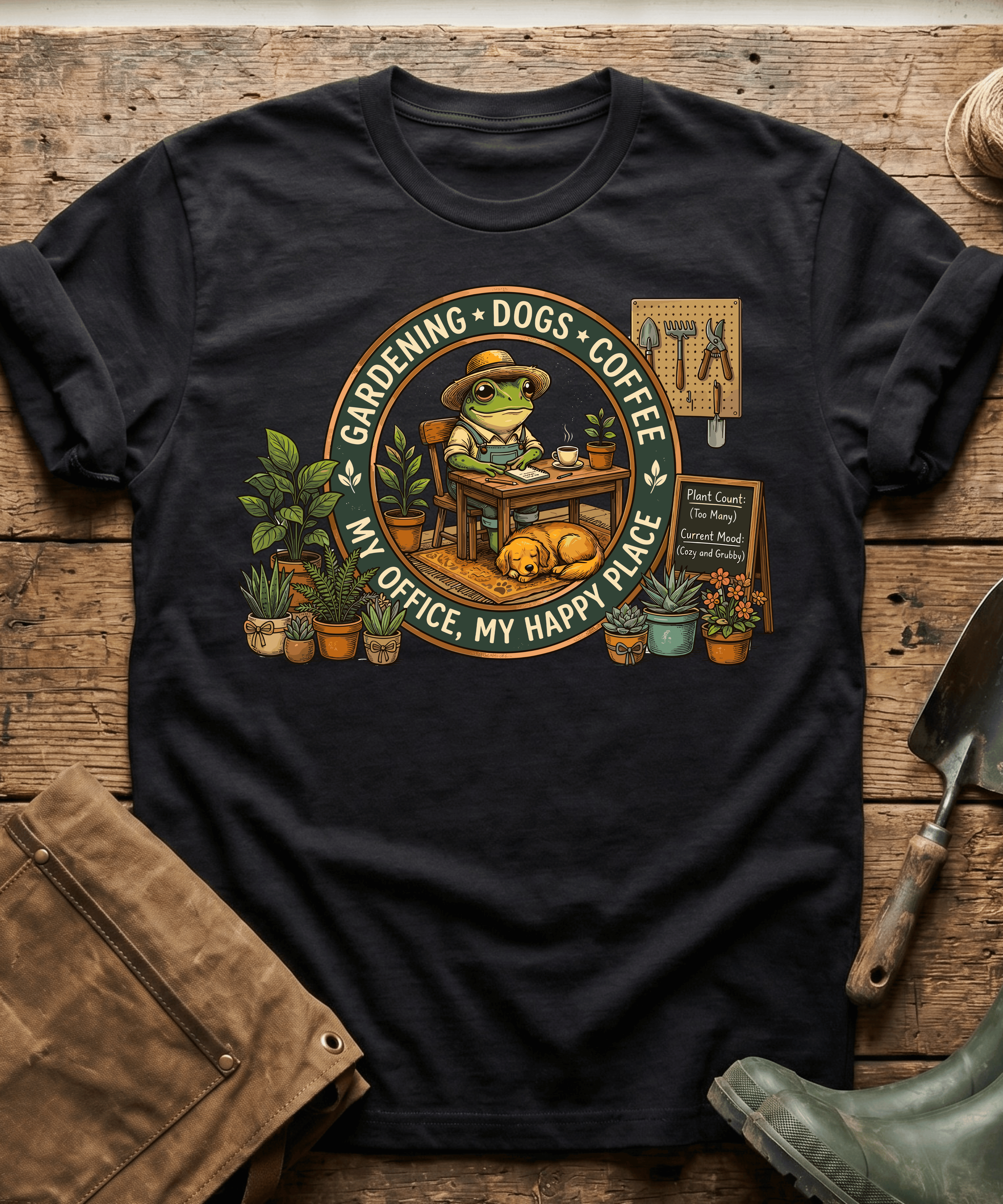 My Office Happy Place Frog & Dog T-Shirt