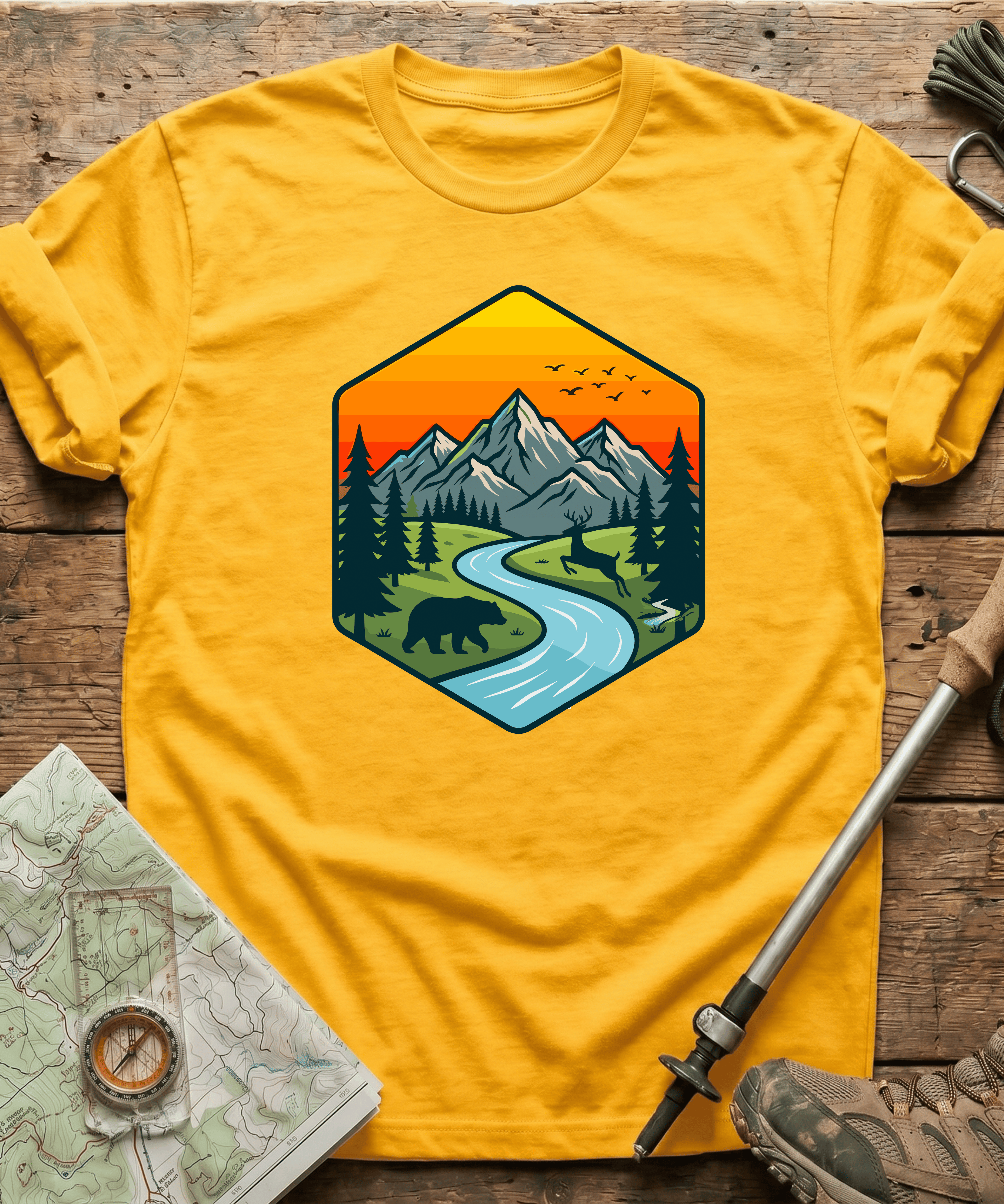 Wildlife Mountain River Badge T-Shirt