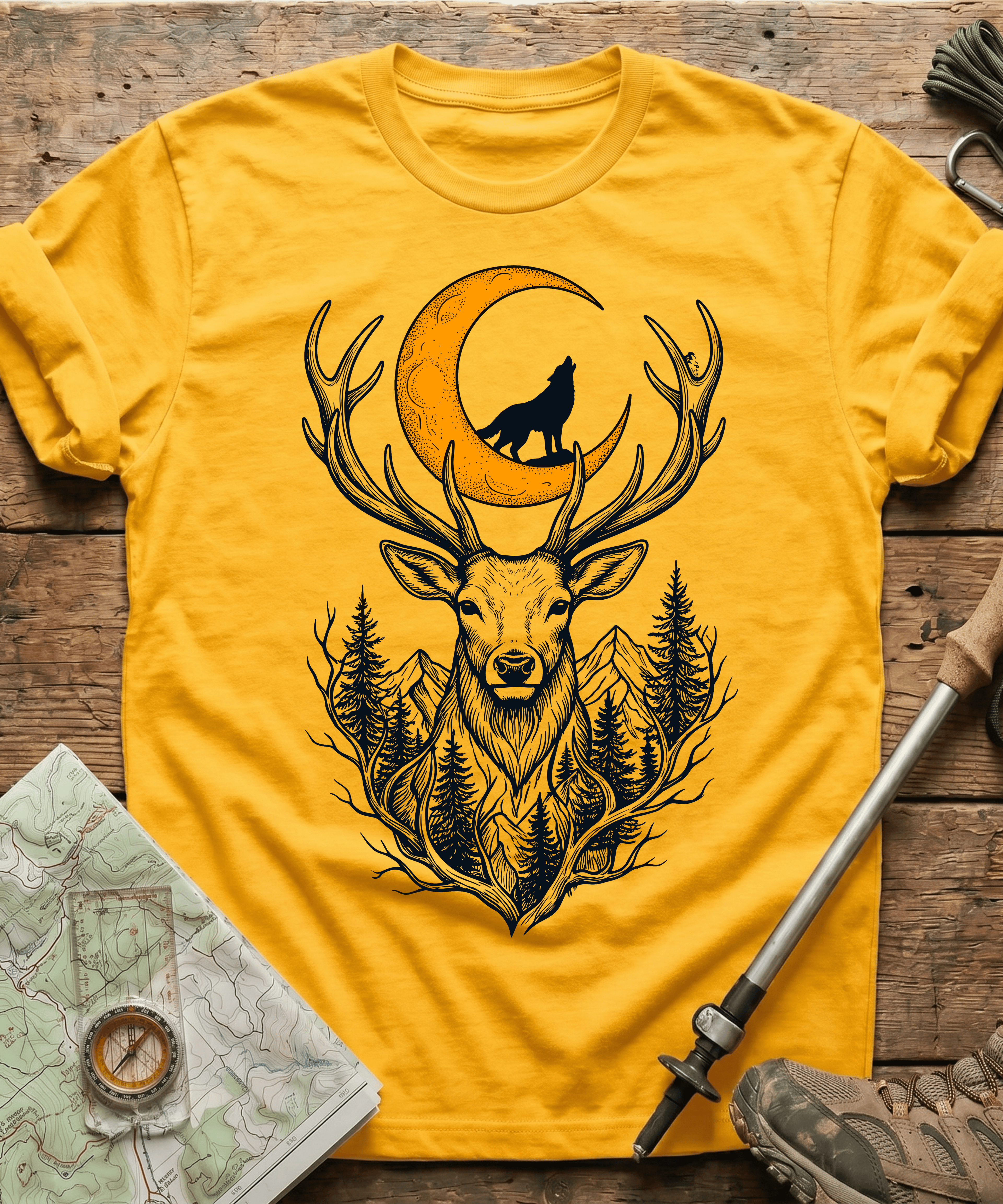Mystic Night Wolf Moon Stag T-Shirt