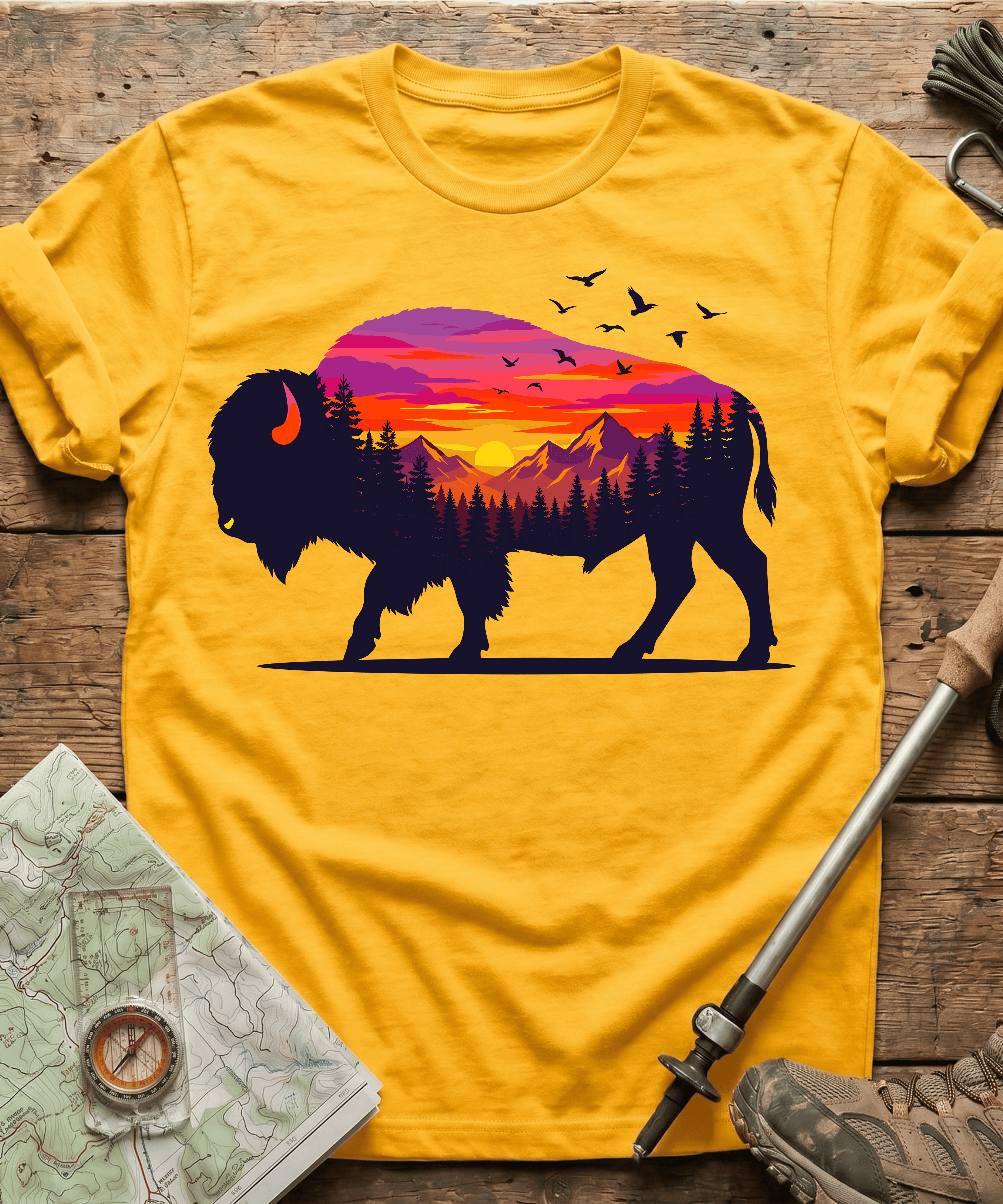 Purple Mountain Bison Sunset T-Shirt