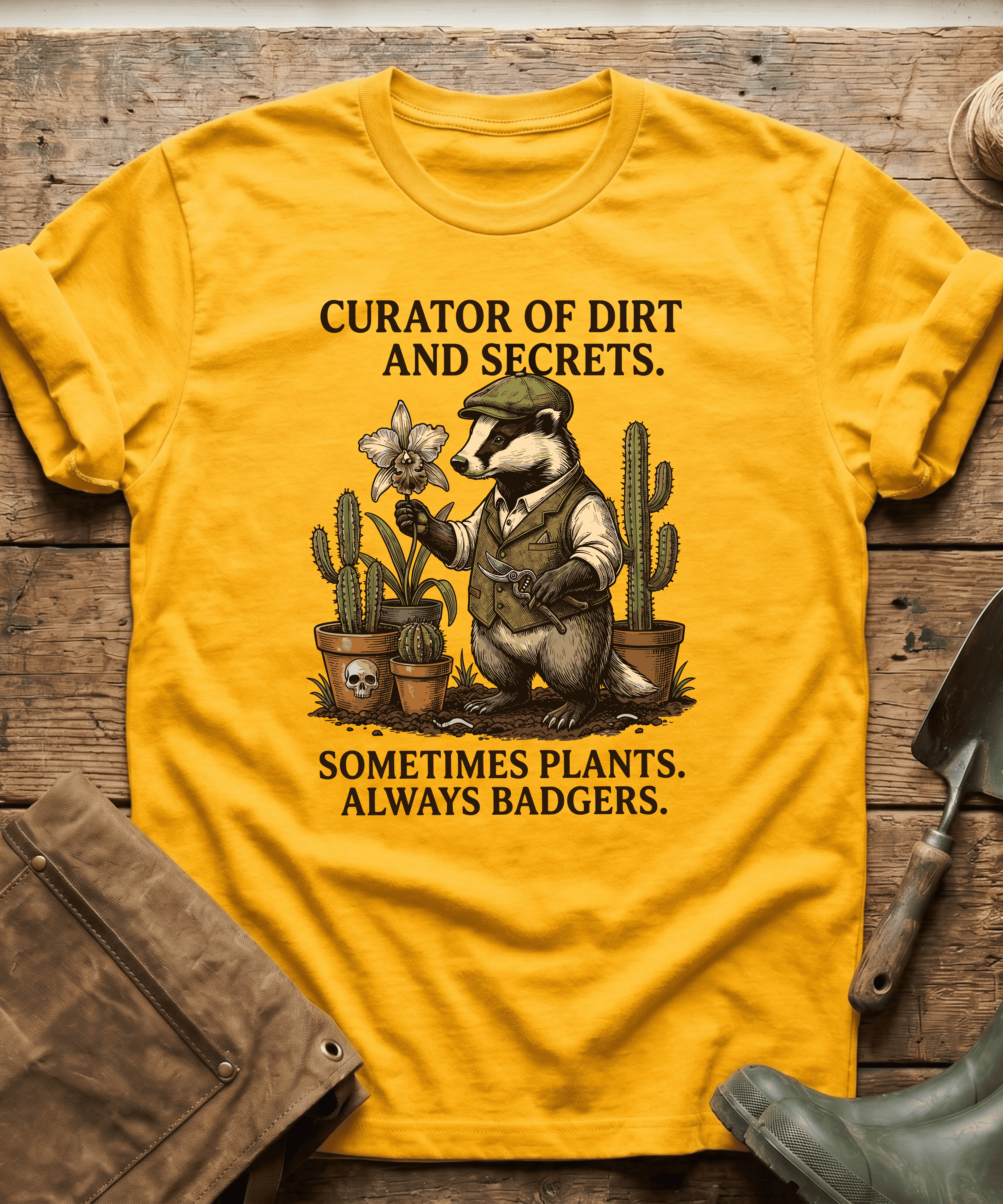 Curator of Dirt Badger Gardening T-Shirt