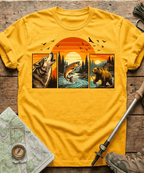 Wild Triptych Wolf Bear Salmon T-Shirt