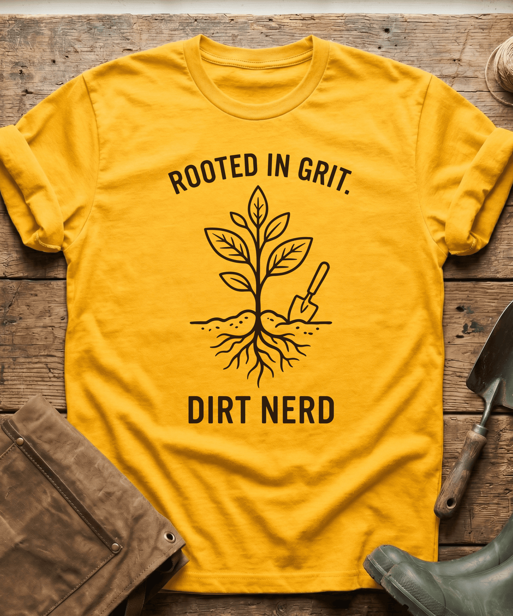 Rooted in Grit Dirt Nerd Gardening T-Shirt