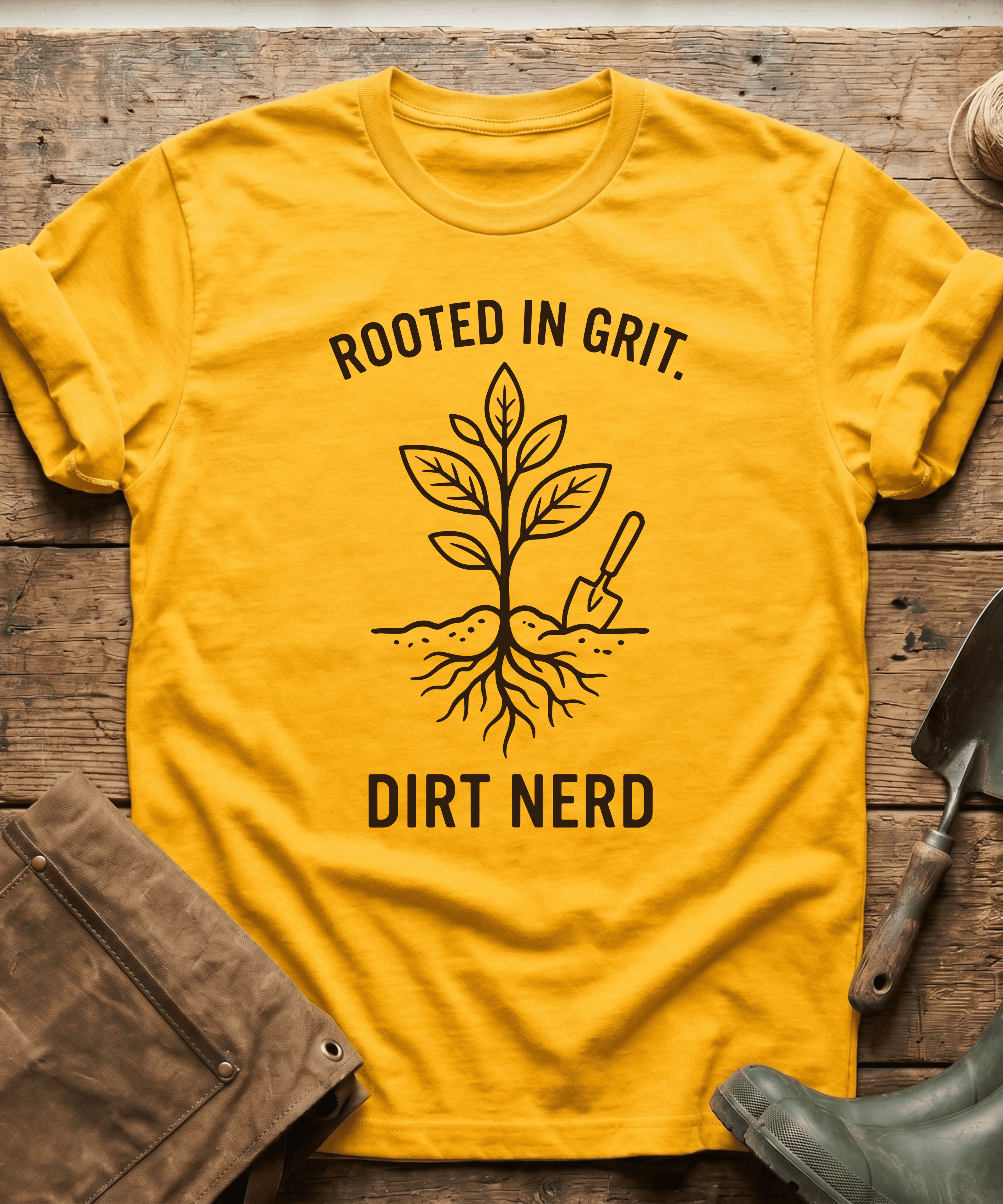 Rooted in Grit Dirt Nerd Gardening T-Shirt