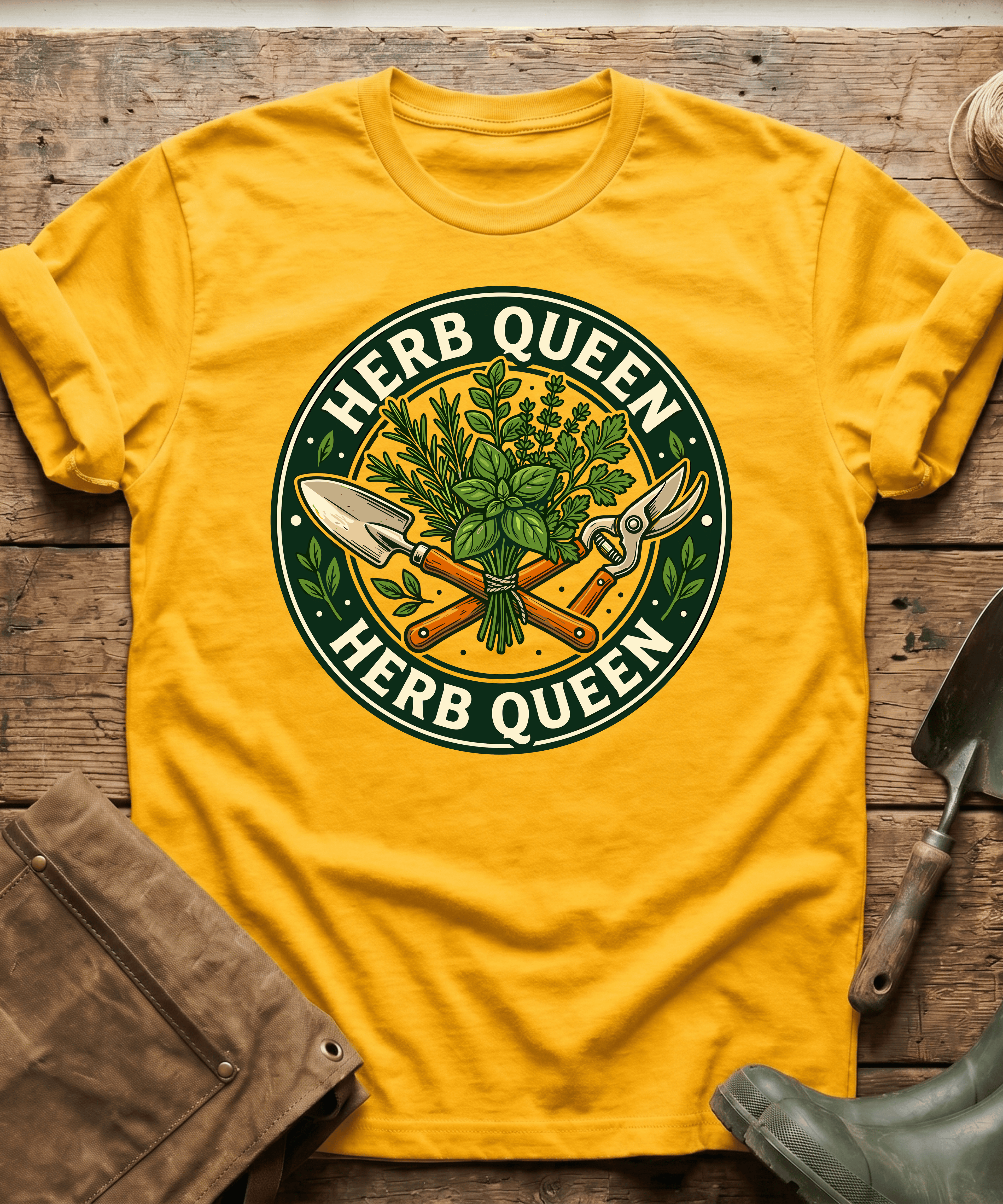 Retro Herb Queen Gardening T-Shirt