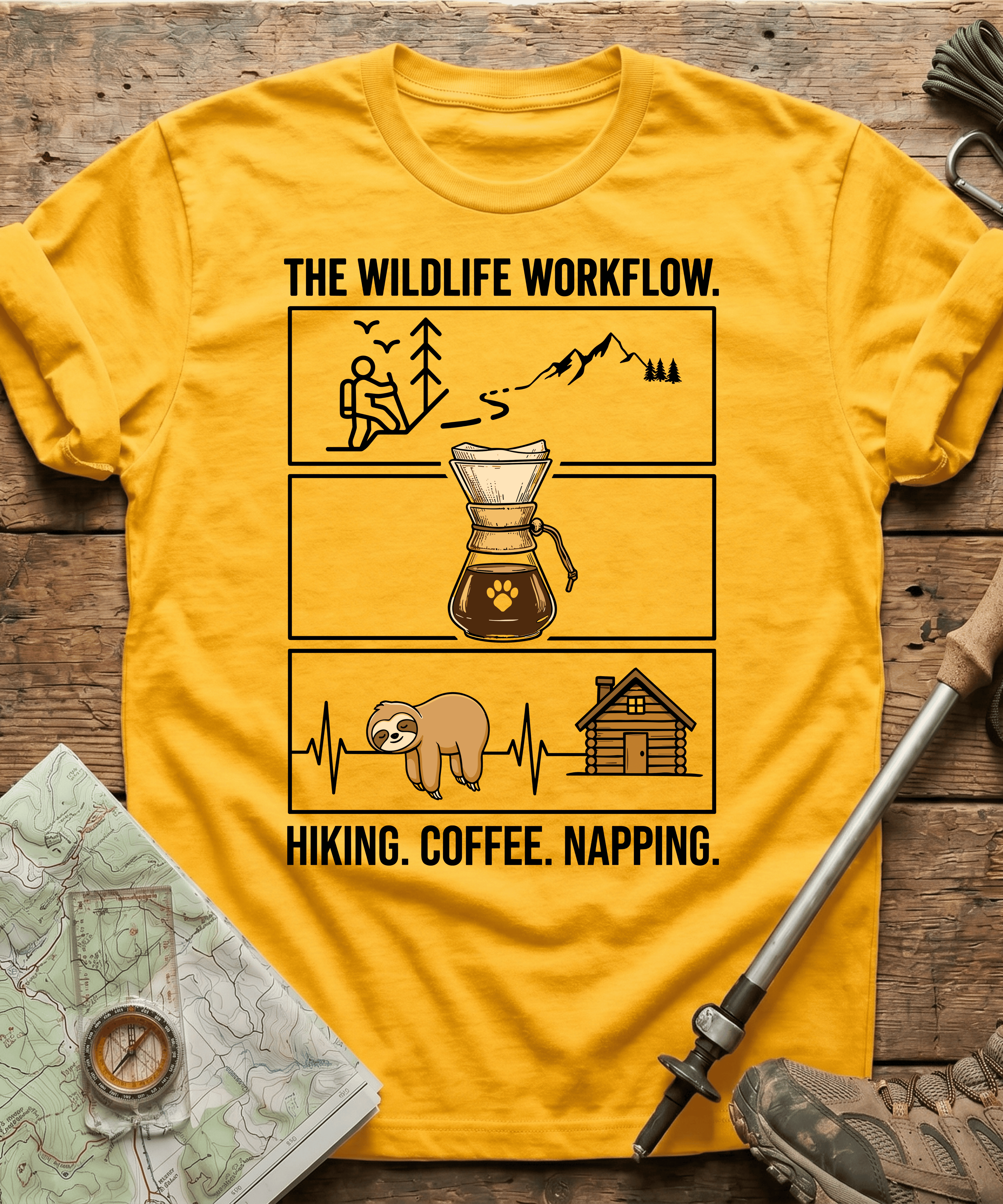 The Wildlife Workflow Hiking Coffee Napping T-shirt