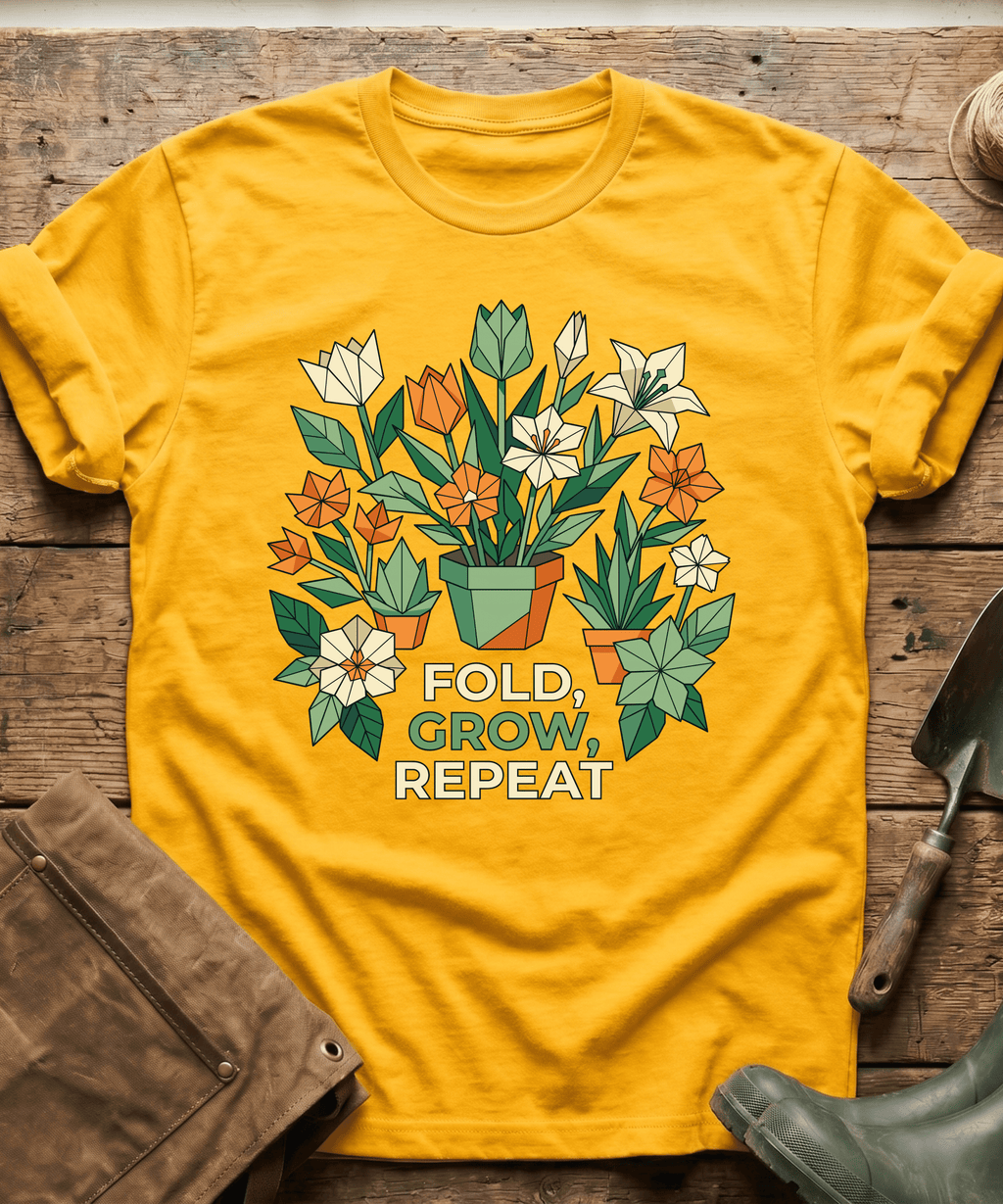 Origami Fold Grow Repeat Flowers T-Shirt