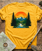 Serene Mountain River Sunset T-Shirt