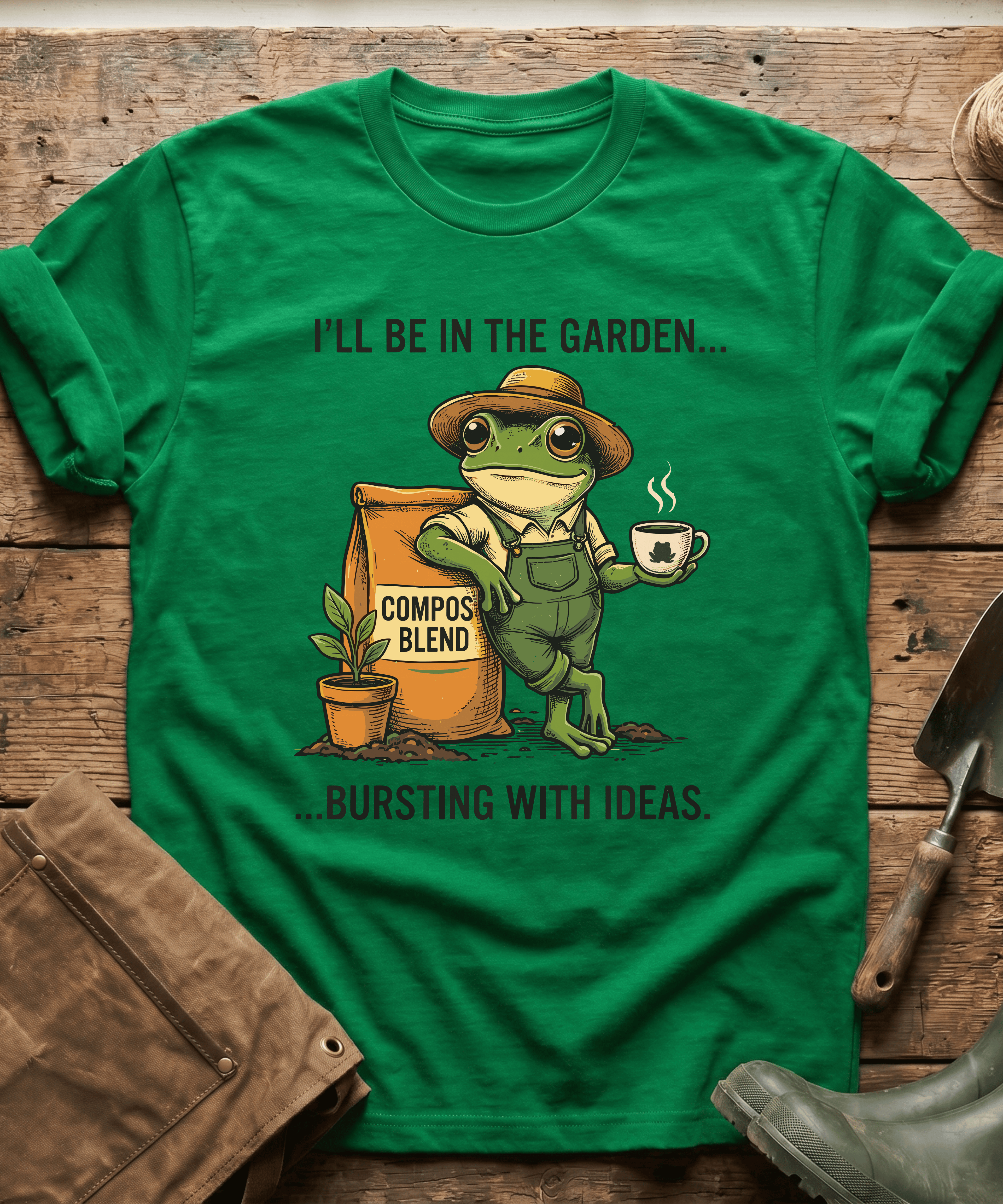 Bursting With Ideas Frog Gardener T-Shirt