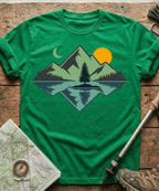 Geometric Mountain Lake Reflection T-Shirt