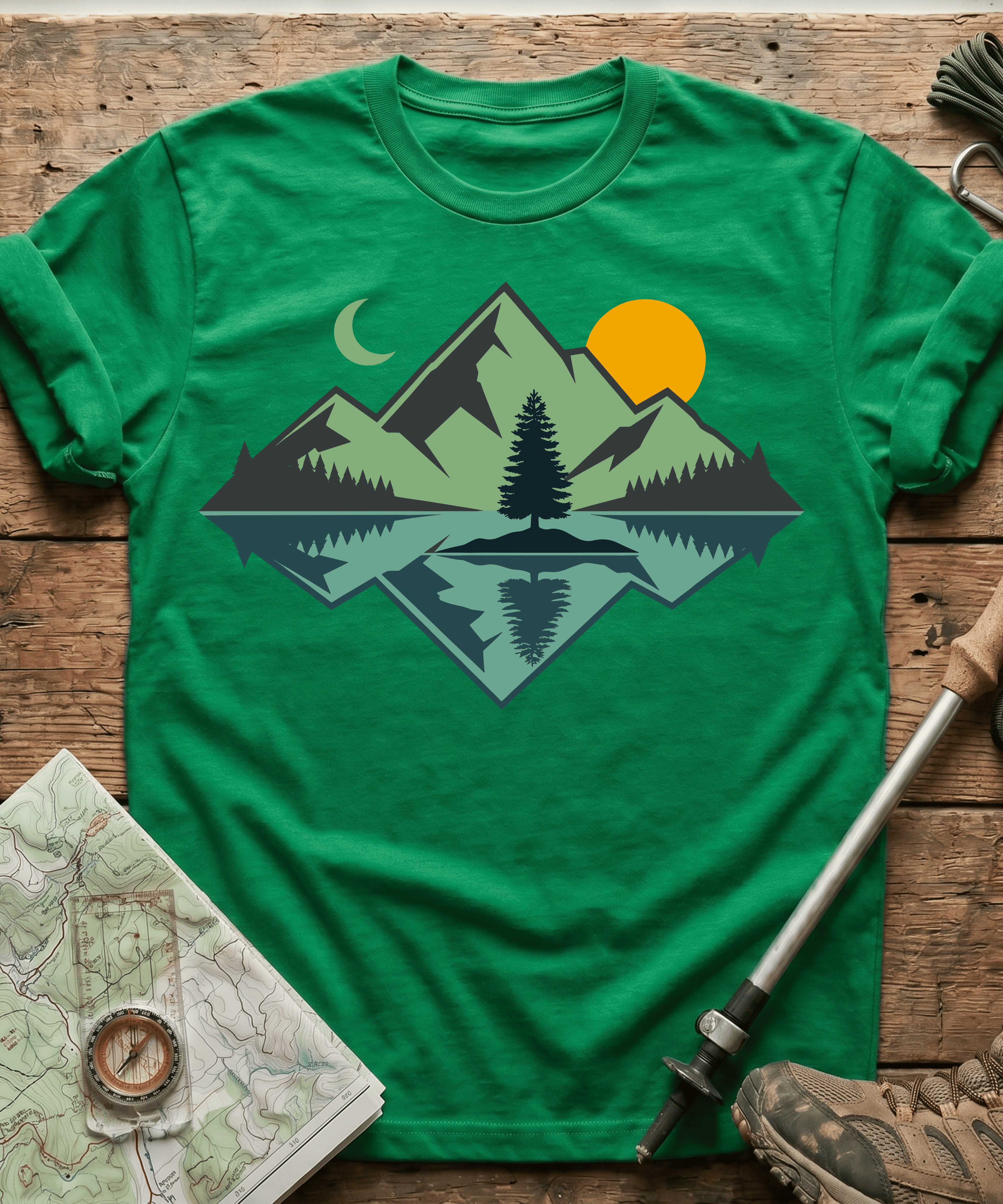Geometric Mountain Lake Reflection T-Shirt