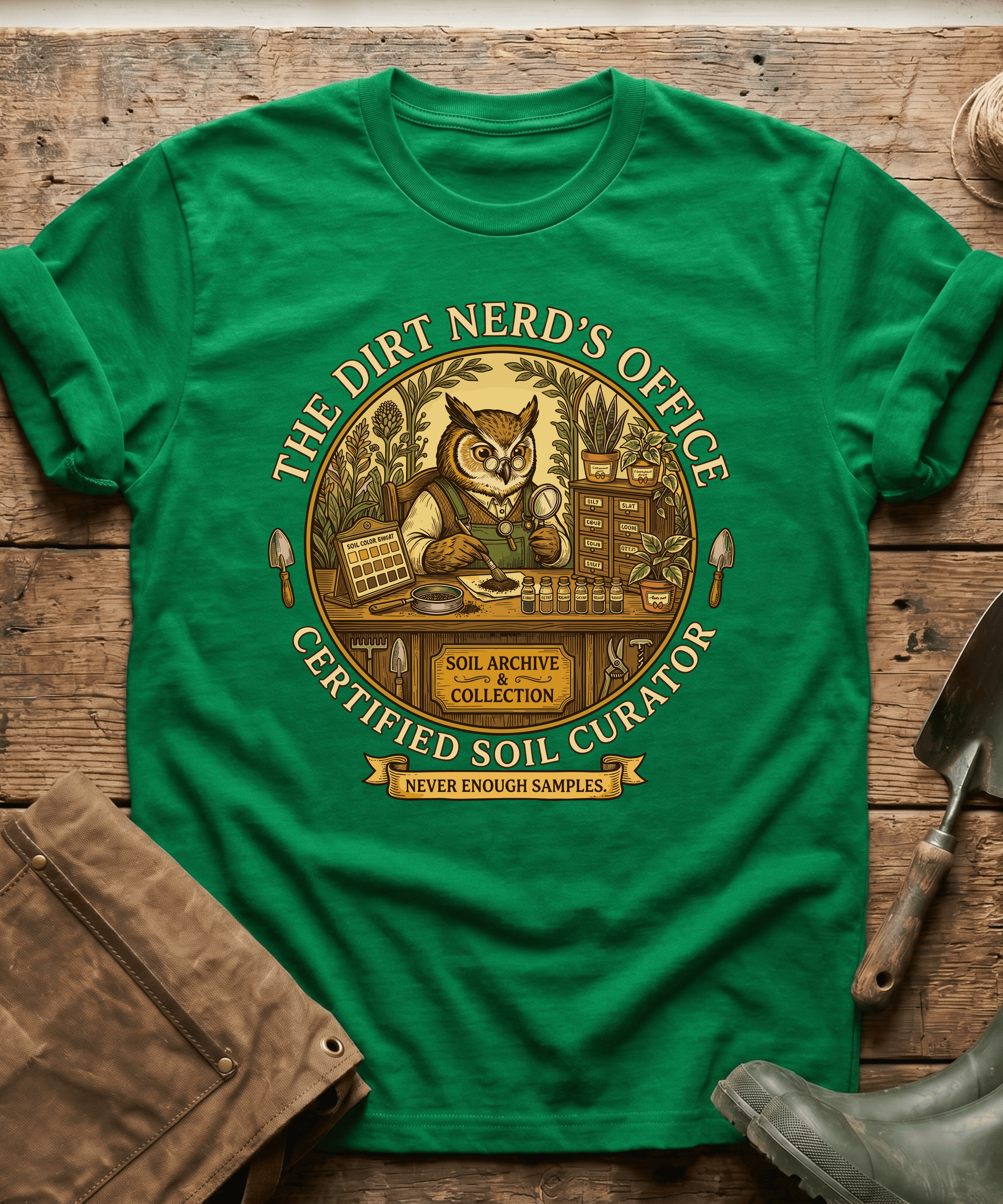 Certified Soil Curator Owl Office T-Shirt