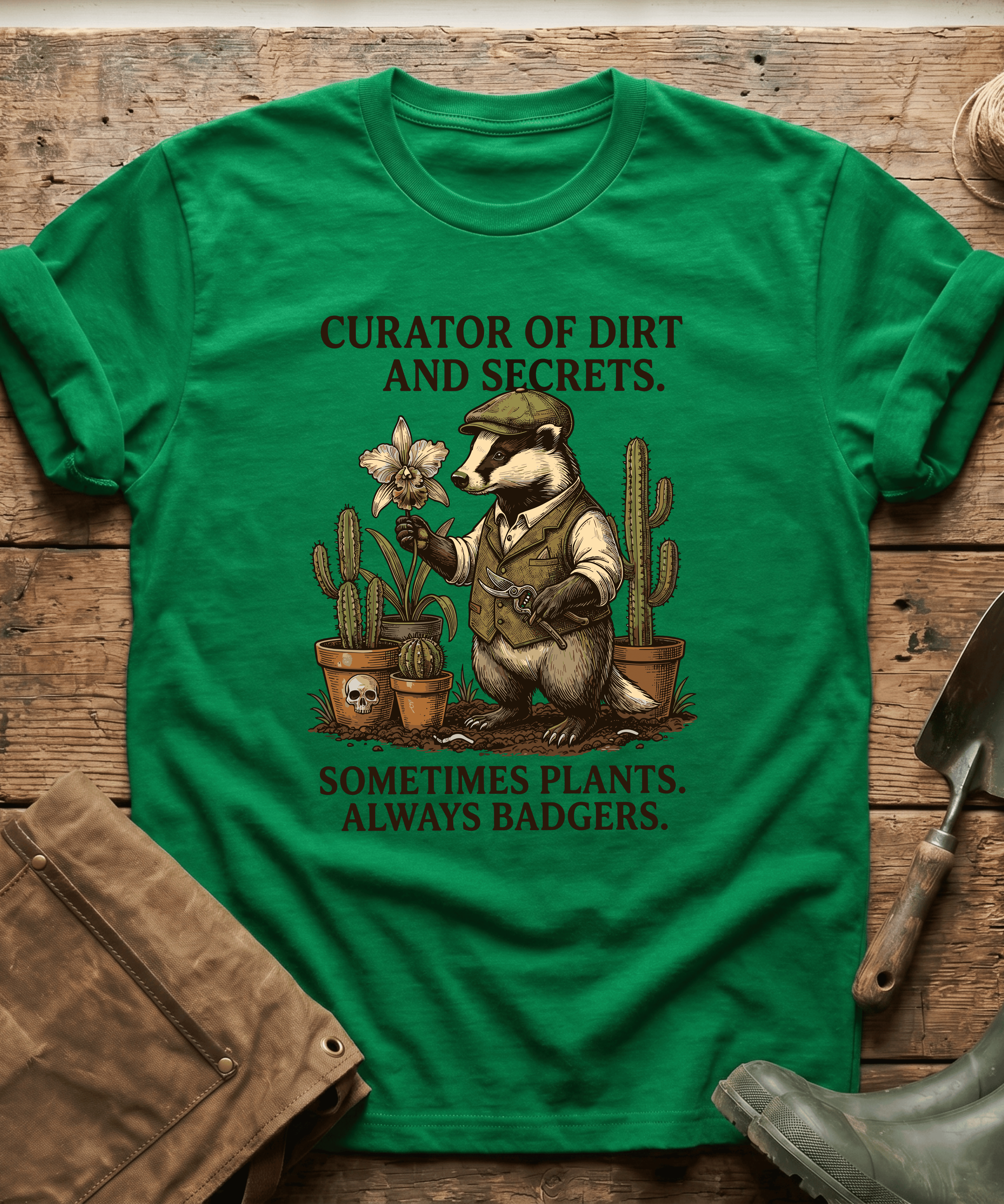 Curator of Dirt Badger Gardening T-Shirt