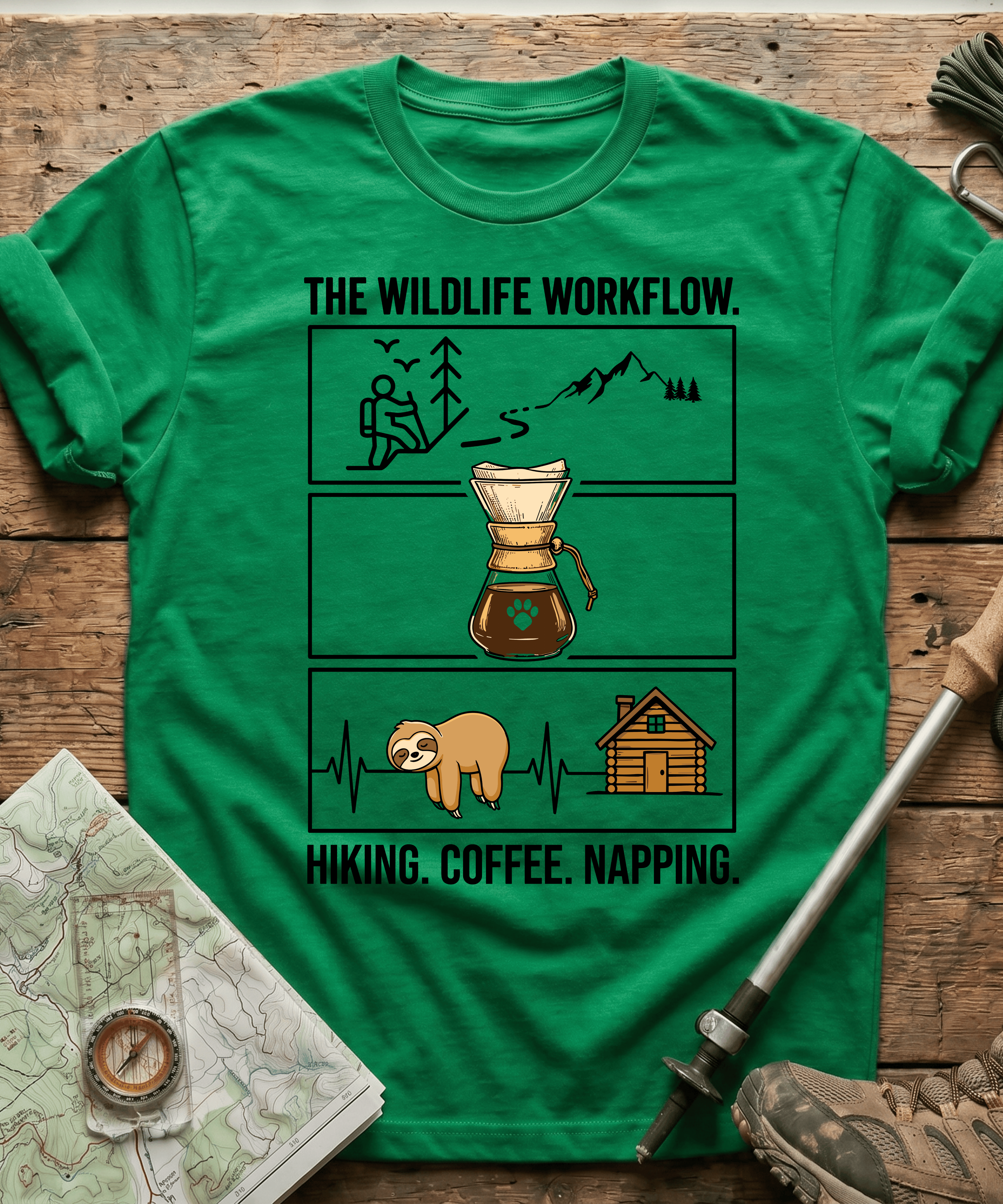The Wildlife Workflow Hiking Coffee Napping T-shirt