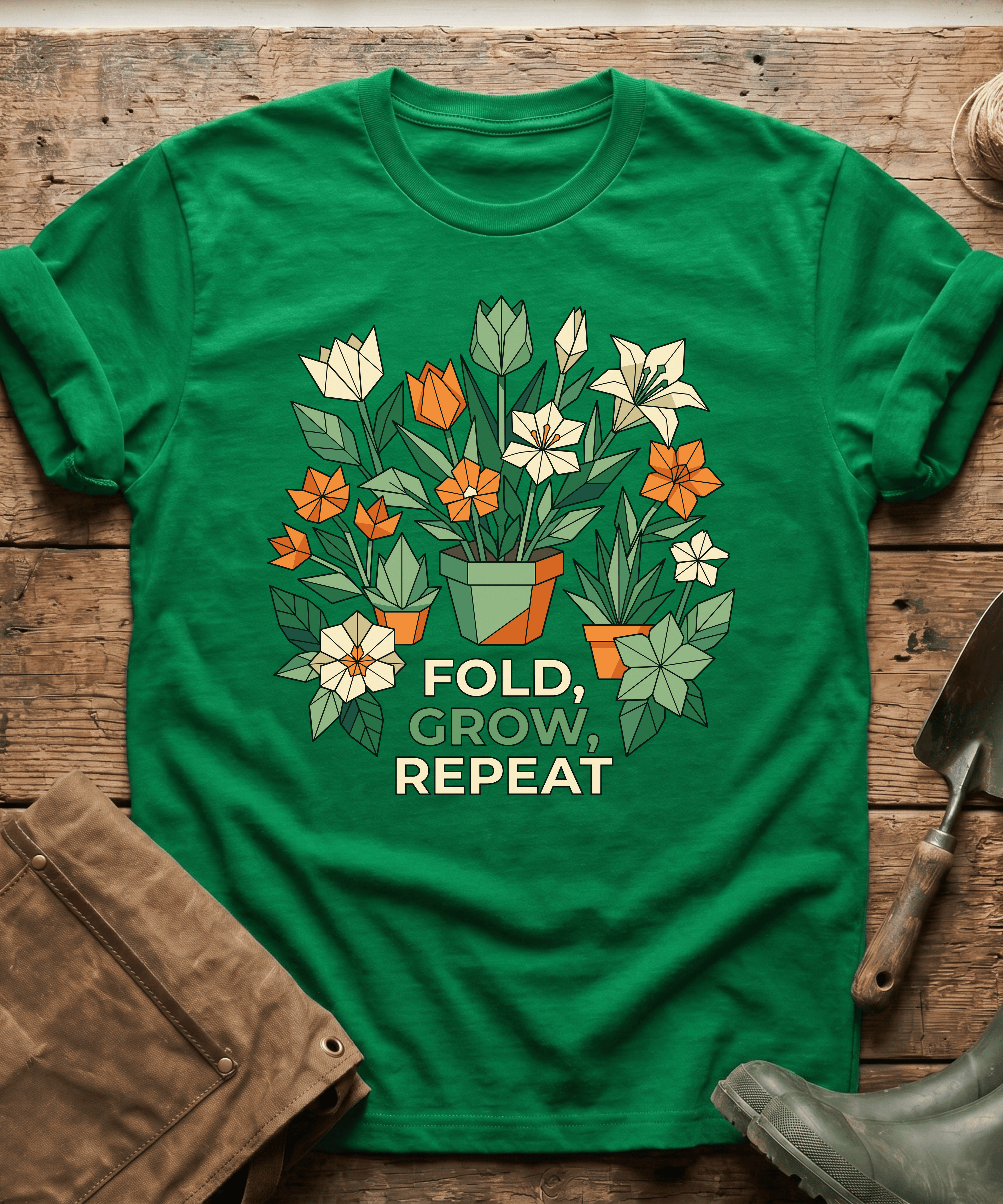 Origami Fold Grow Repeat Flowers T-Shirt