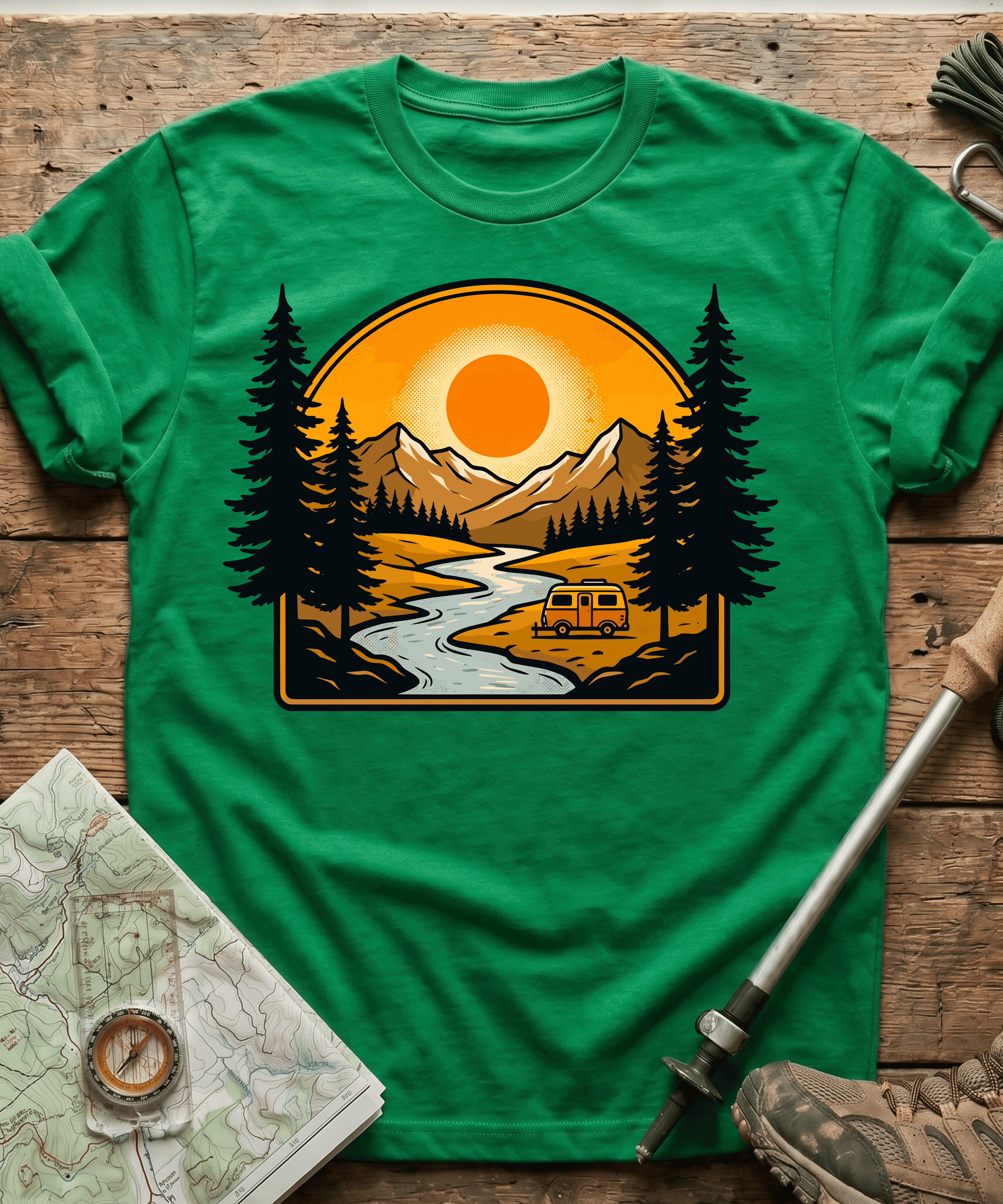Retro RV Camper Sunset T-Shirt