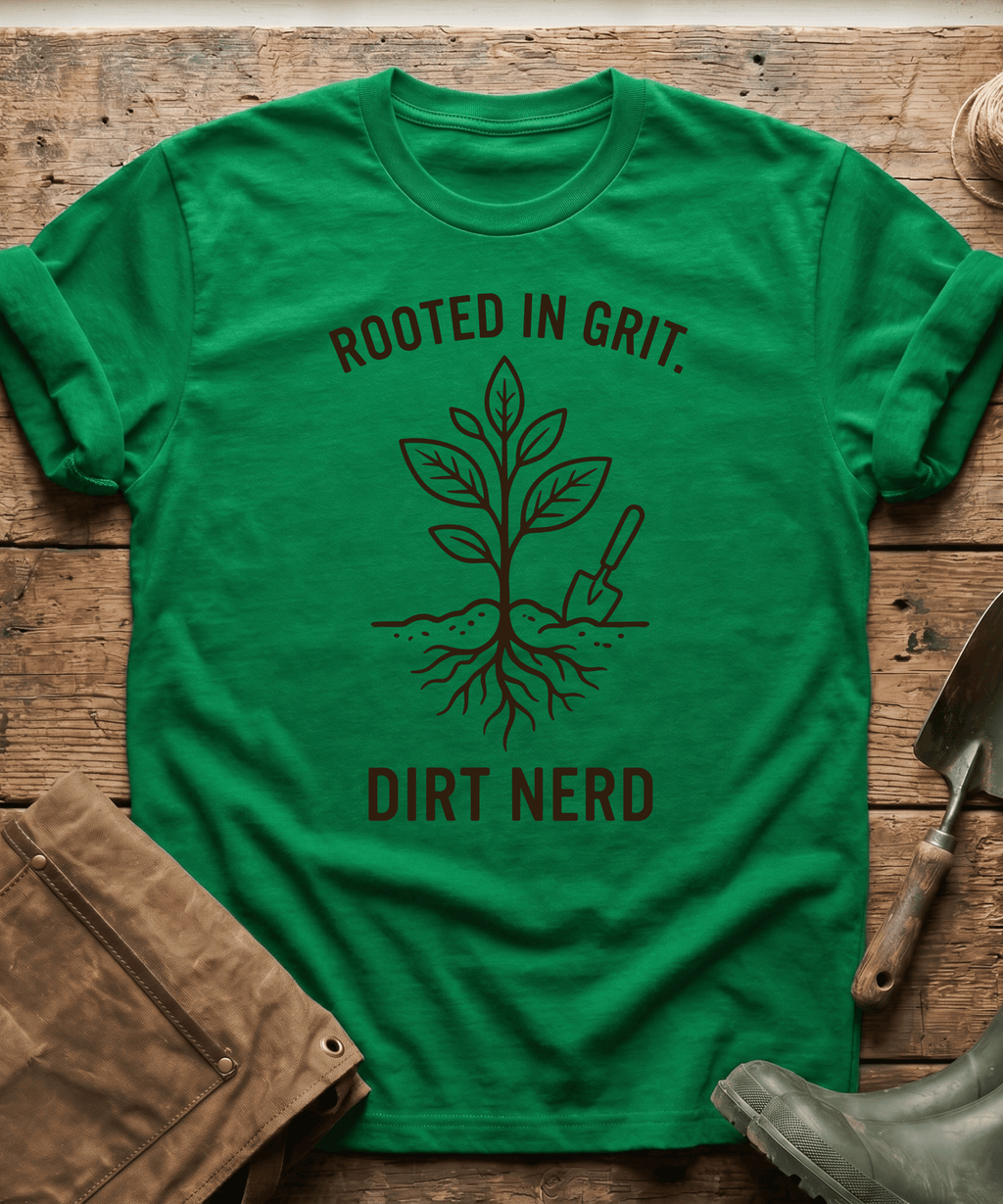 Rooted in Grit Dirt Nerd Gardening T-Shirt