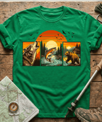 Wild Triptych Wolf Bear Salmon T-Shirt