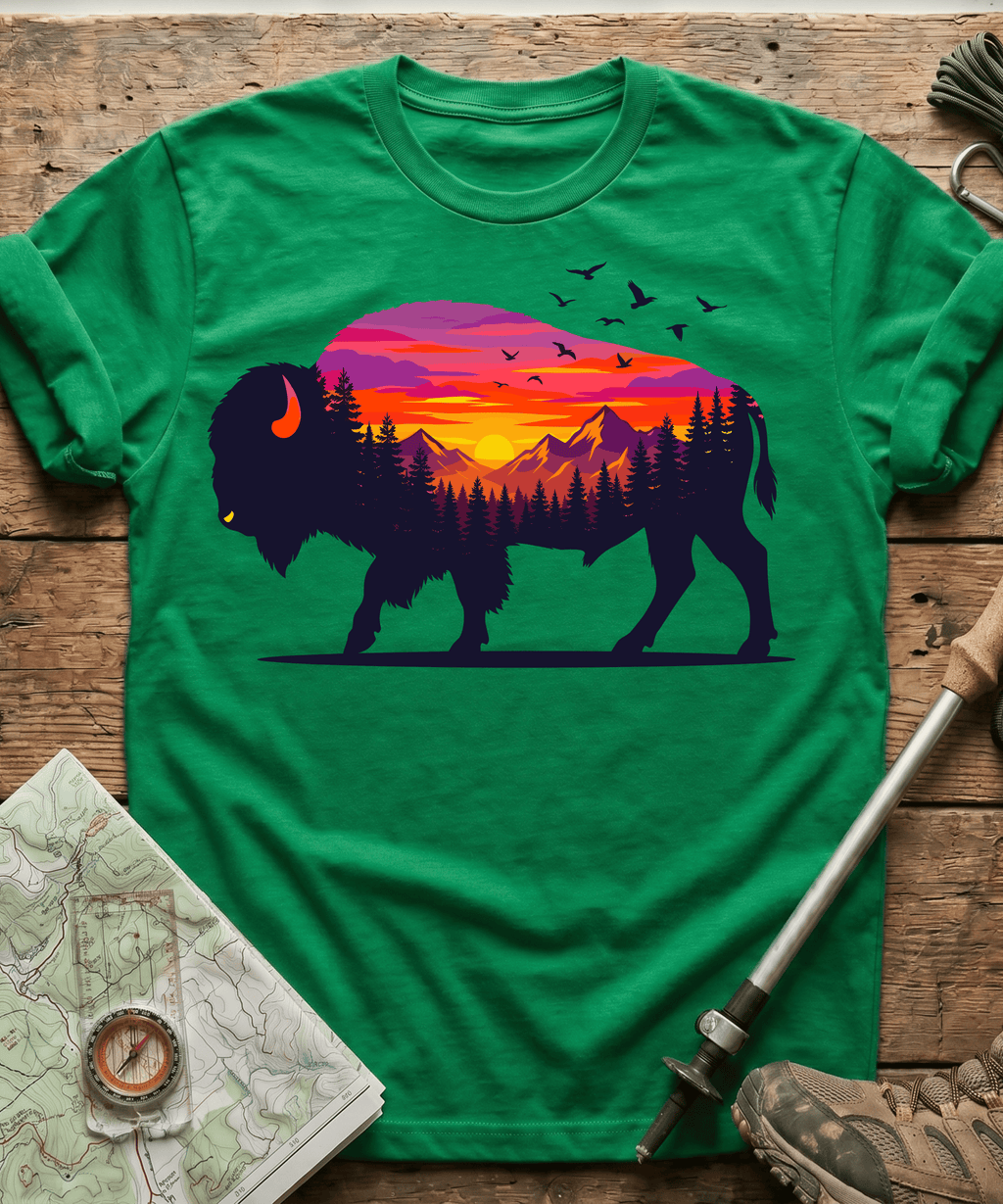 Purple Mountain Bison Sunset T-Shirt
