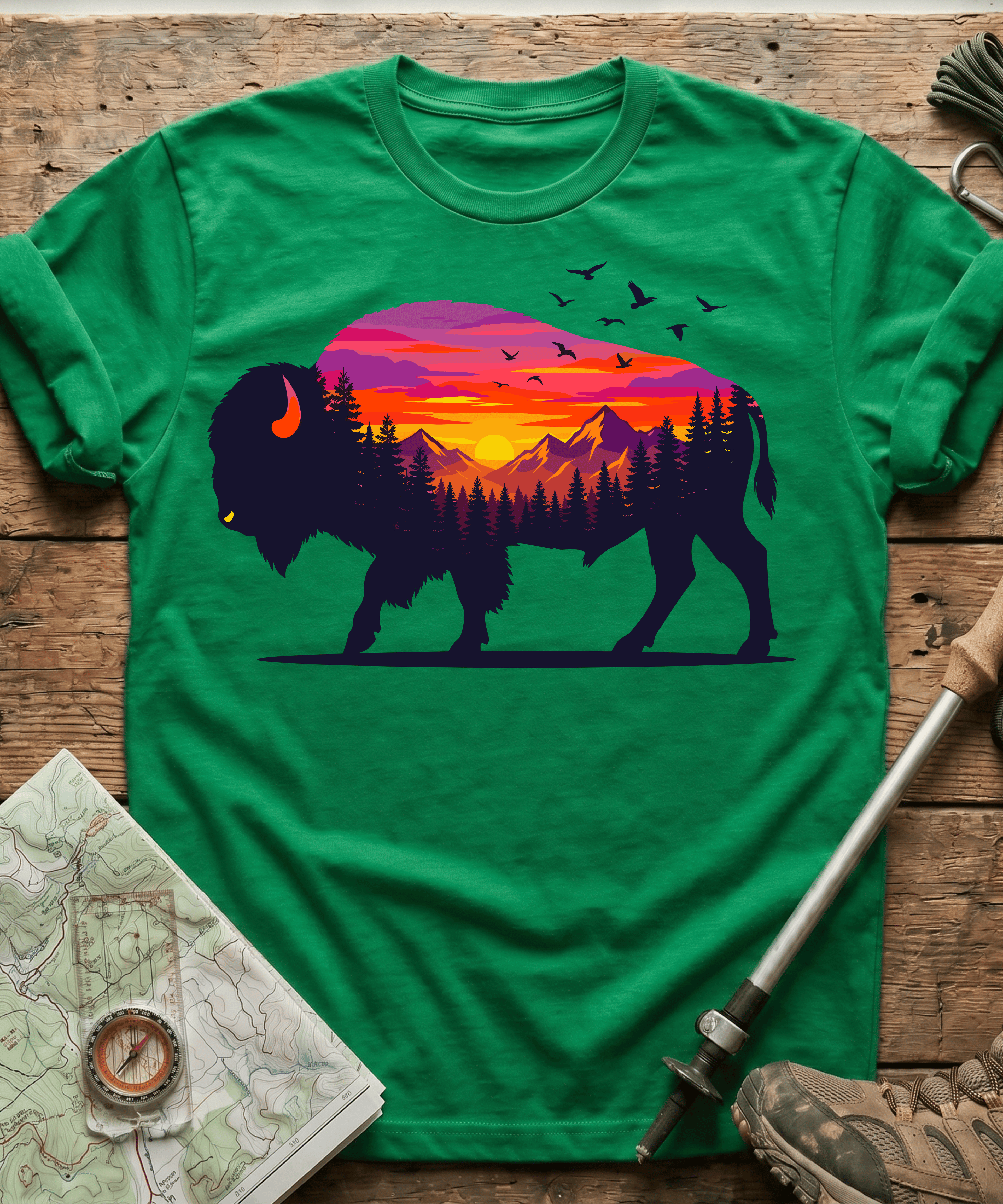 Purple Mountain Bison Sunset T-Shirt