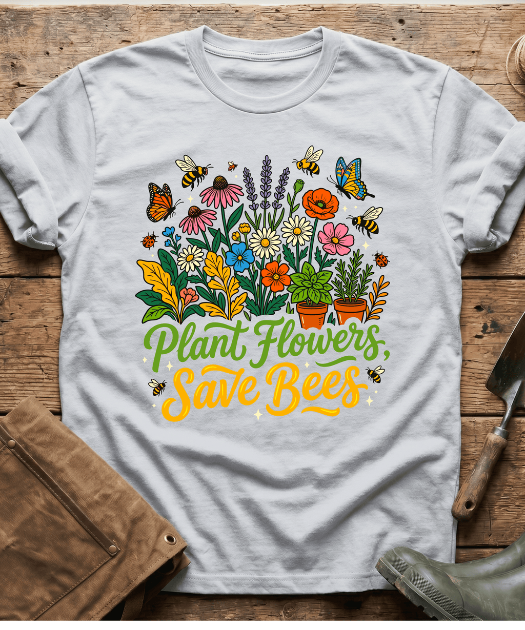 Plant Flowers Save The Bees Gardening T-Shirt