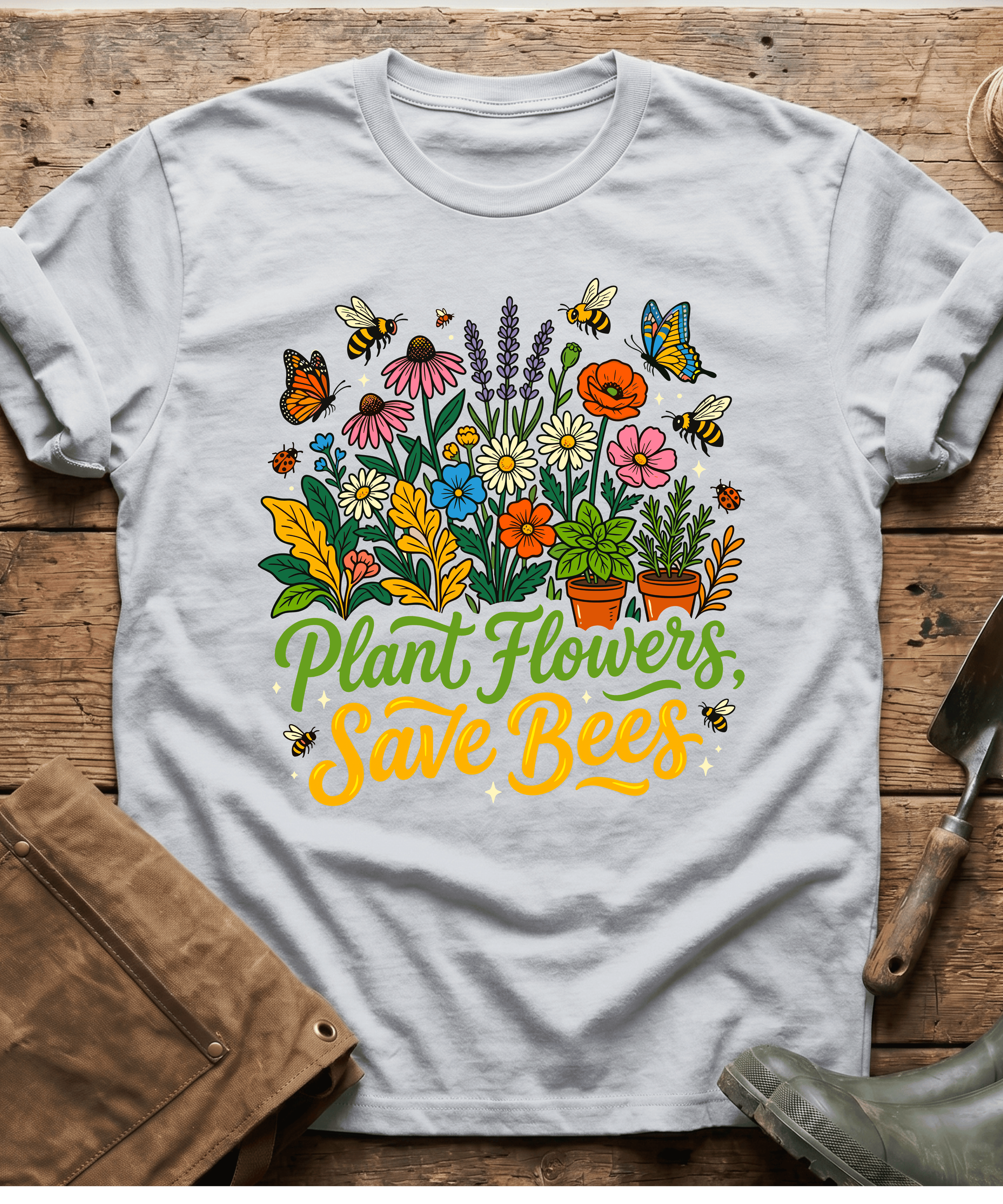 Plant Flowers Save The Bees Gardening T-Shirt