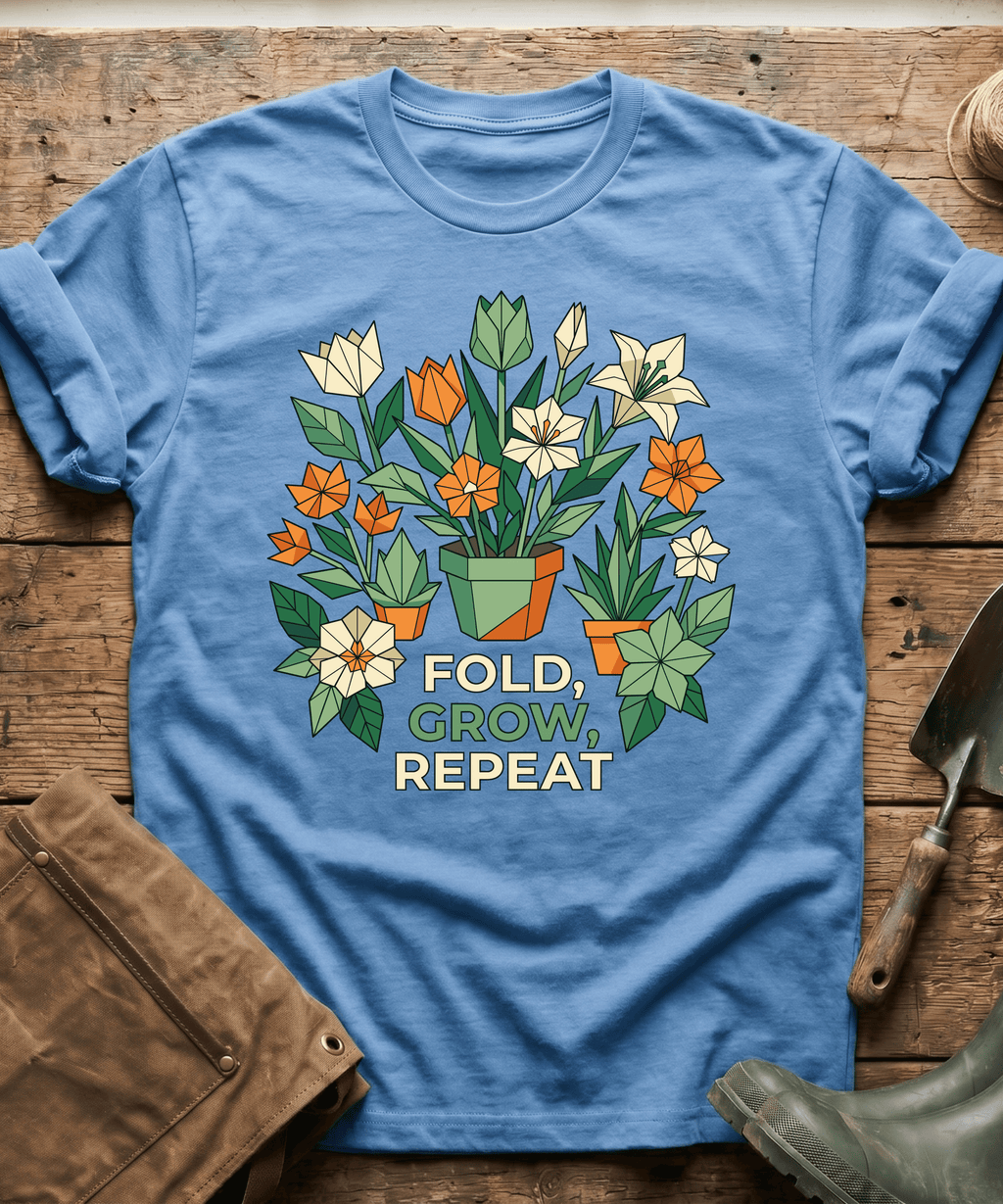 Origami Fold Grow Repeat Flowers T-Shirt