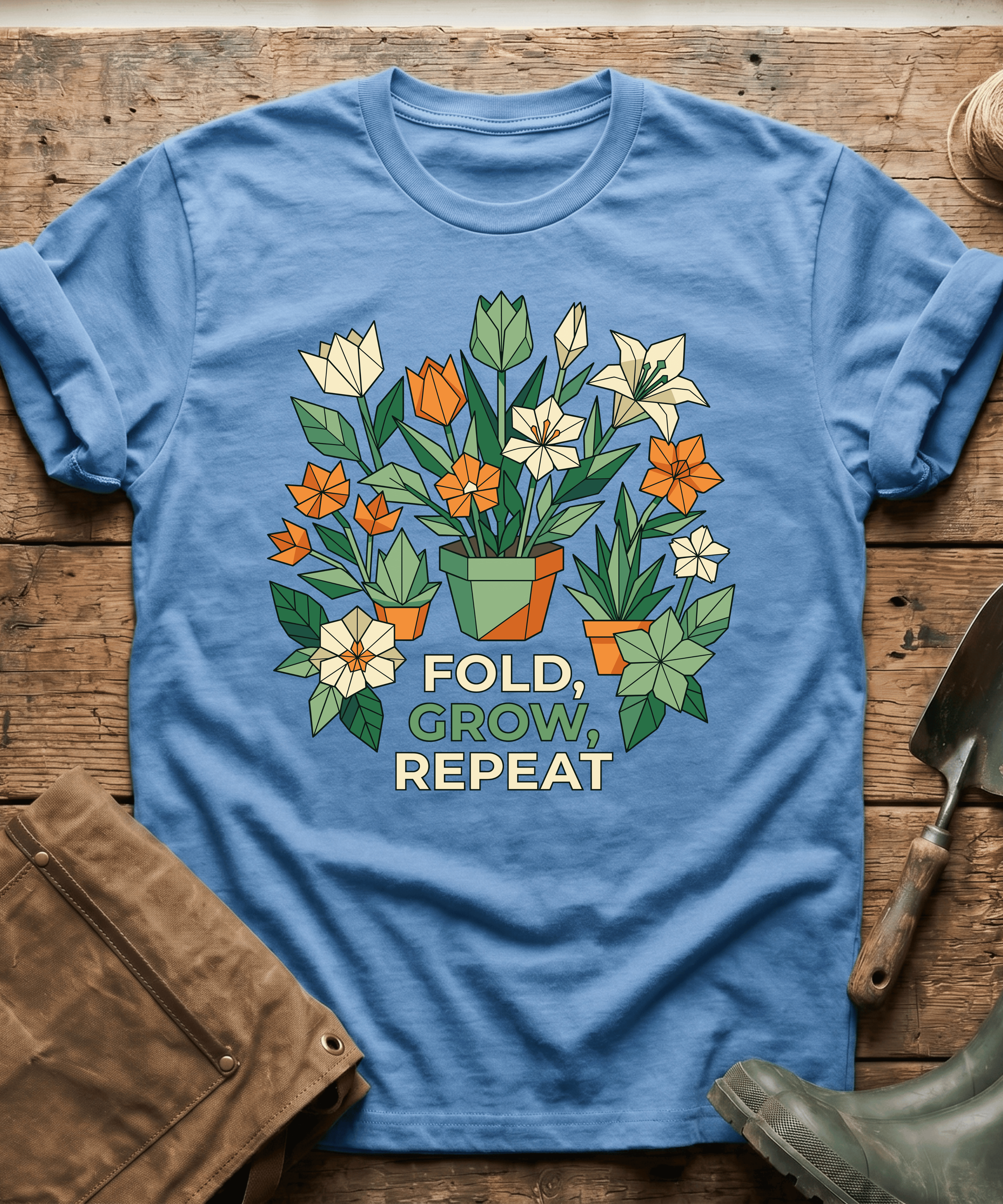 Origami Fold Grow Repeat Flowers T-Shirt
