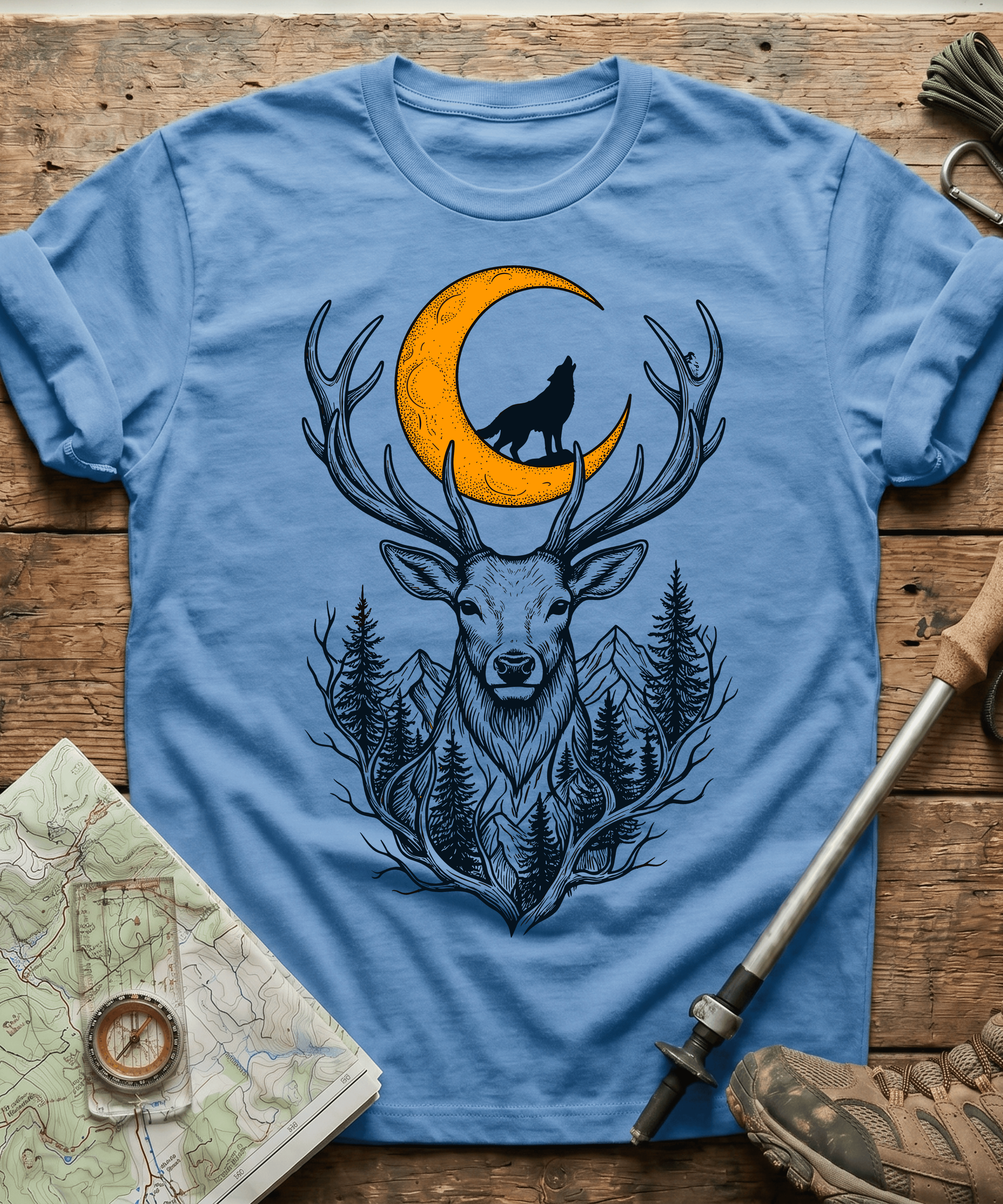 Mystic Night Wolf Moon Stag T-Shirt