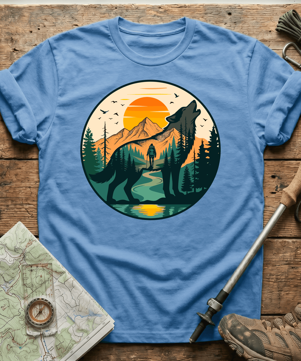 Mountain Hiker Howling Wolf Badge T-Shirt