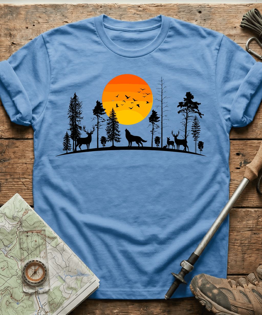 Minimalist Forest Birds Sunset T-Shirt