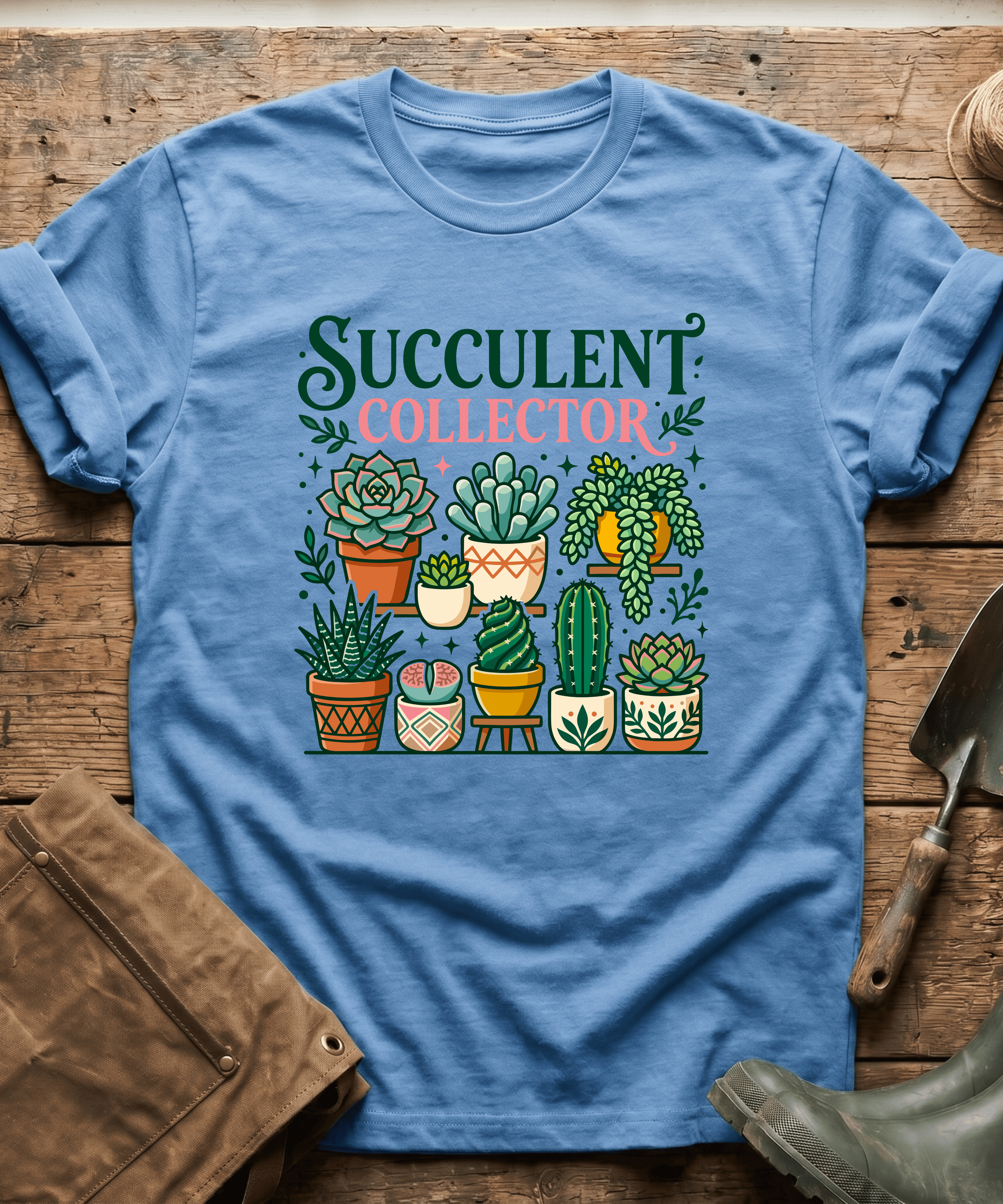 Botanical Succulent Collector Display T-Shirt