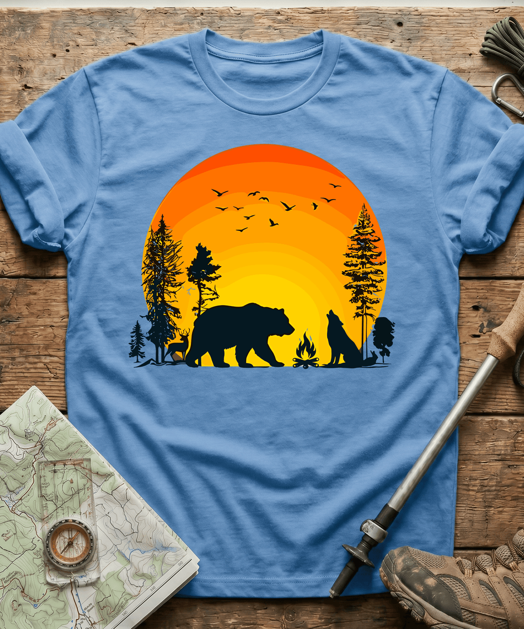 Wildlife Campfire Howling Wolf T-Shirt