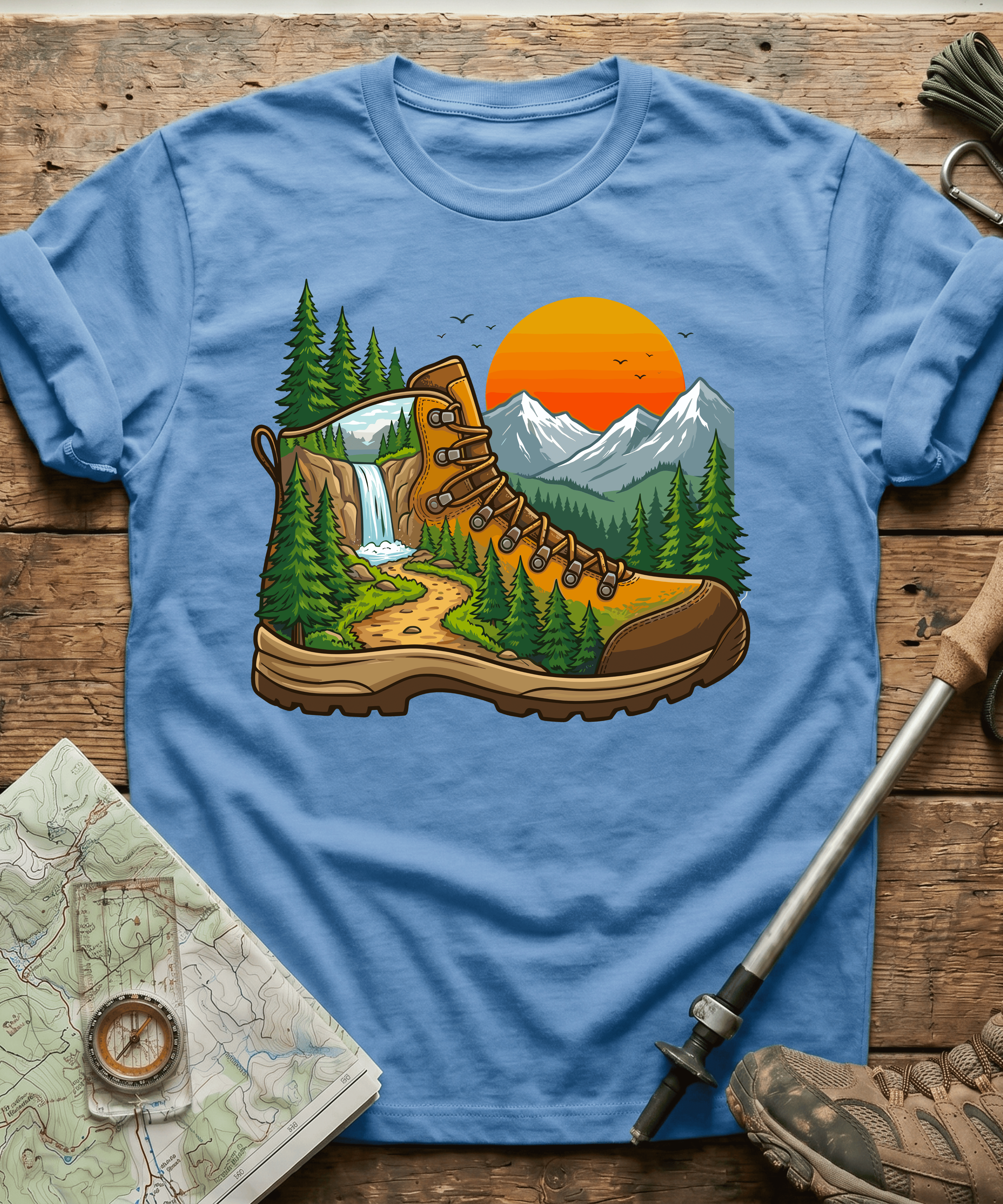 Hiking Boot Waterfall Trail T-Shirt