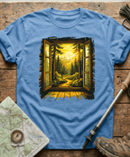 Cabin Window Mountain Sunset T-Shirt