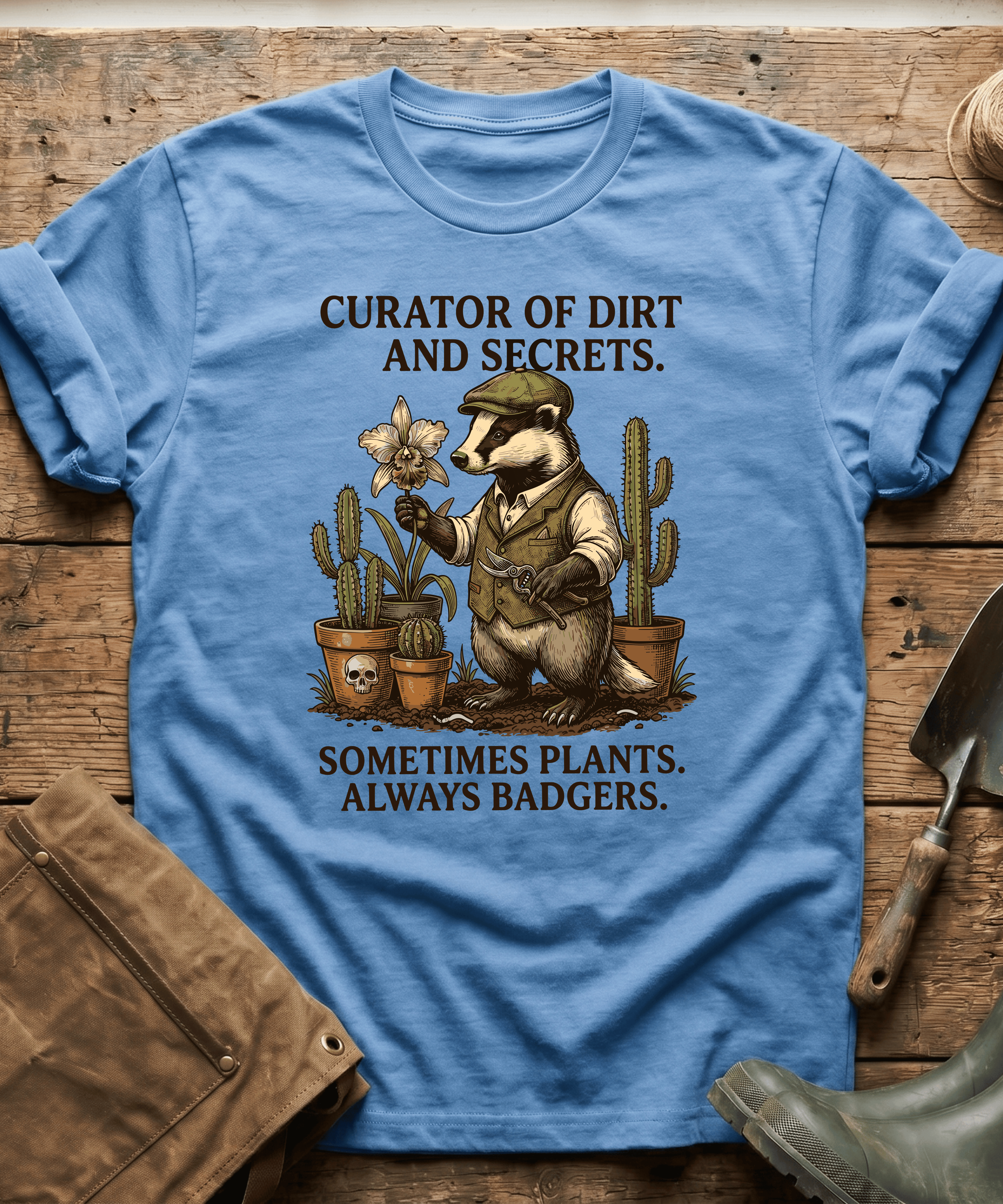 Curator of Dirt Badger Gardening T-Shirt
